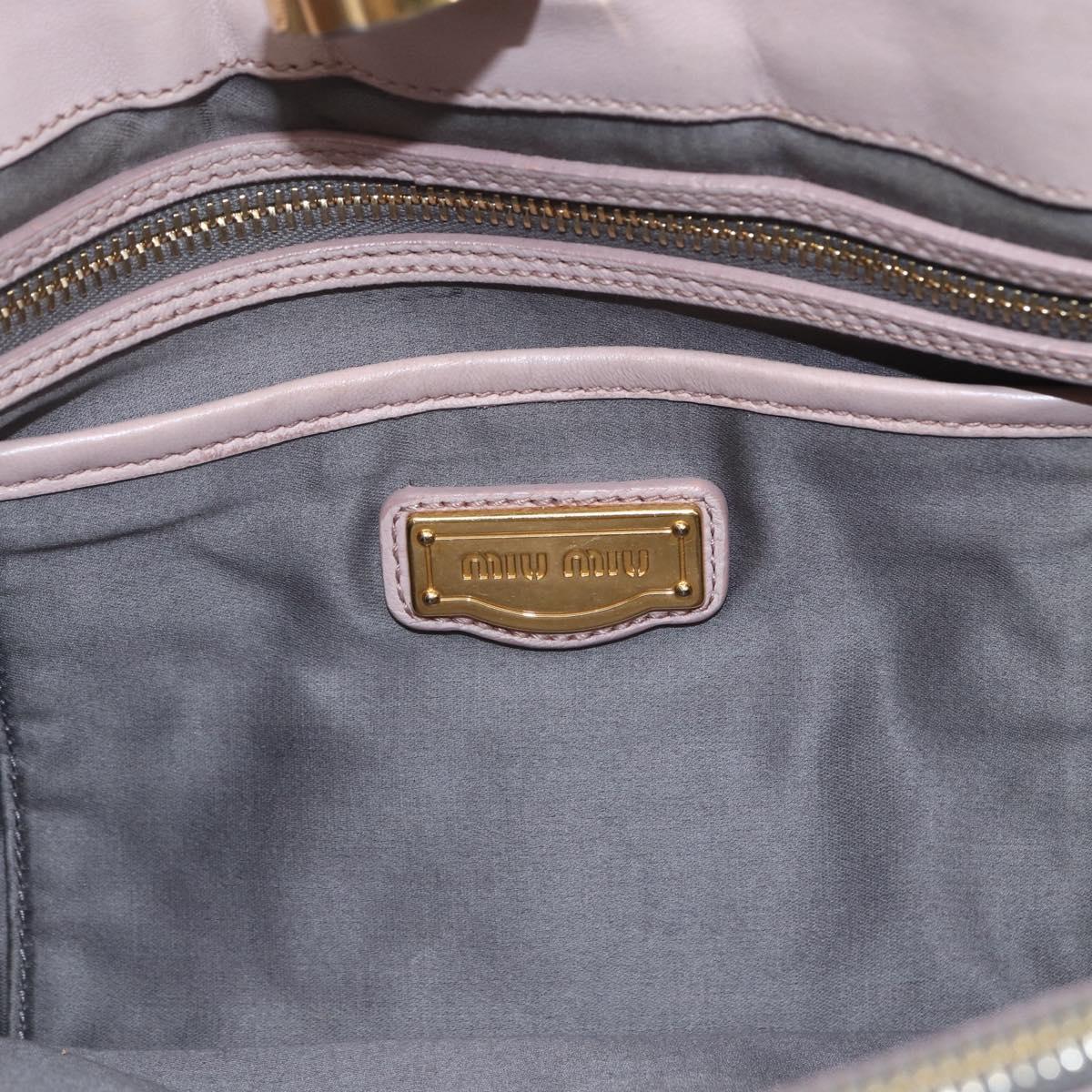 Miu Miu Matelasse Shoulder Bag Leather Gray Gold Auth 166328