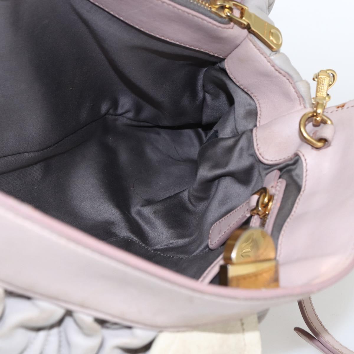 Miu Miu Matelasse Shoulder Bag Leather Gray Gold Auth 166328