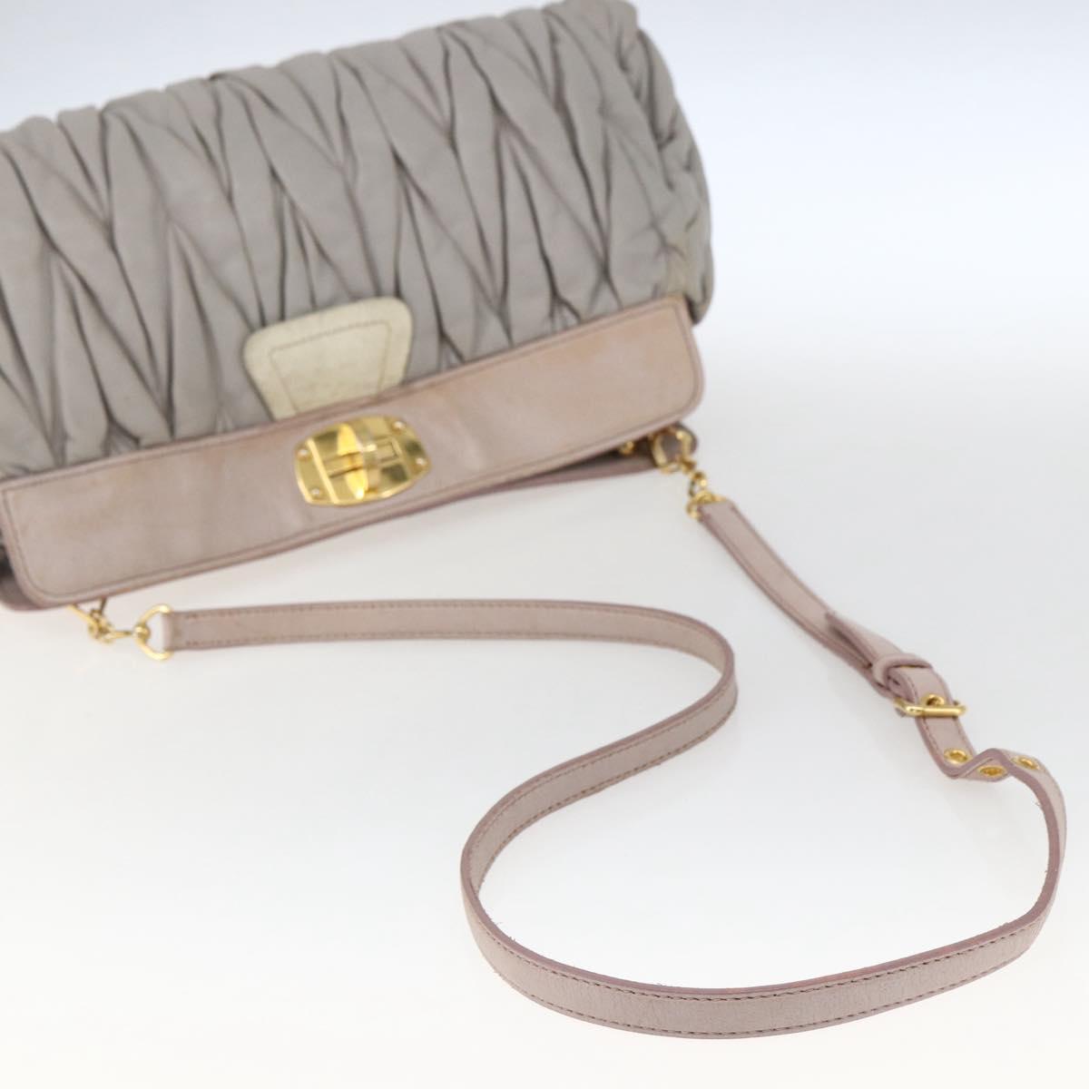 Miu Miu Matelasse Shoulder Bag Leather Gray Gold Auth 166328