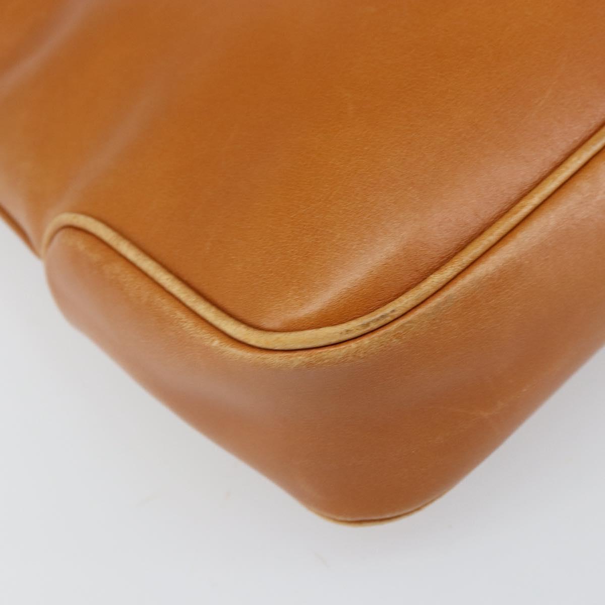CELINE Shoulder Bag Leather Brown Gold Auth 166334