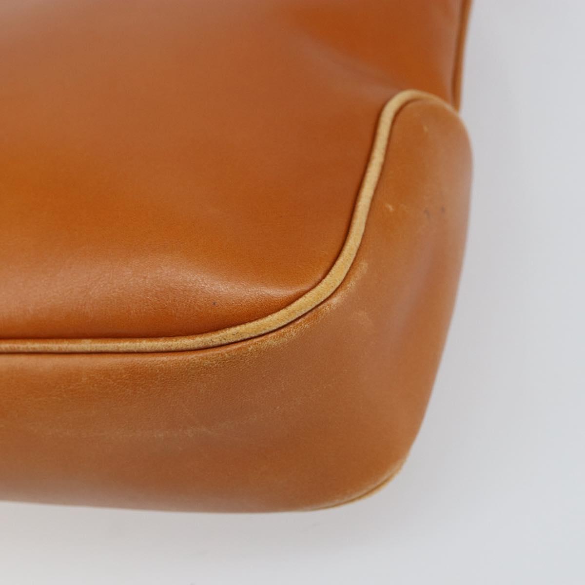 CELINE Shoulder Bag Leather Brown Gold Auth 166334