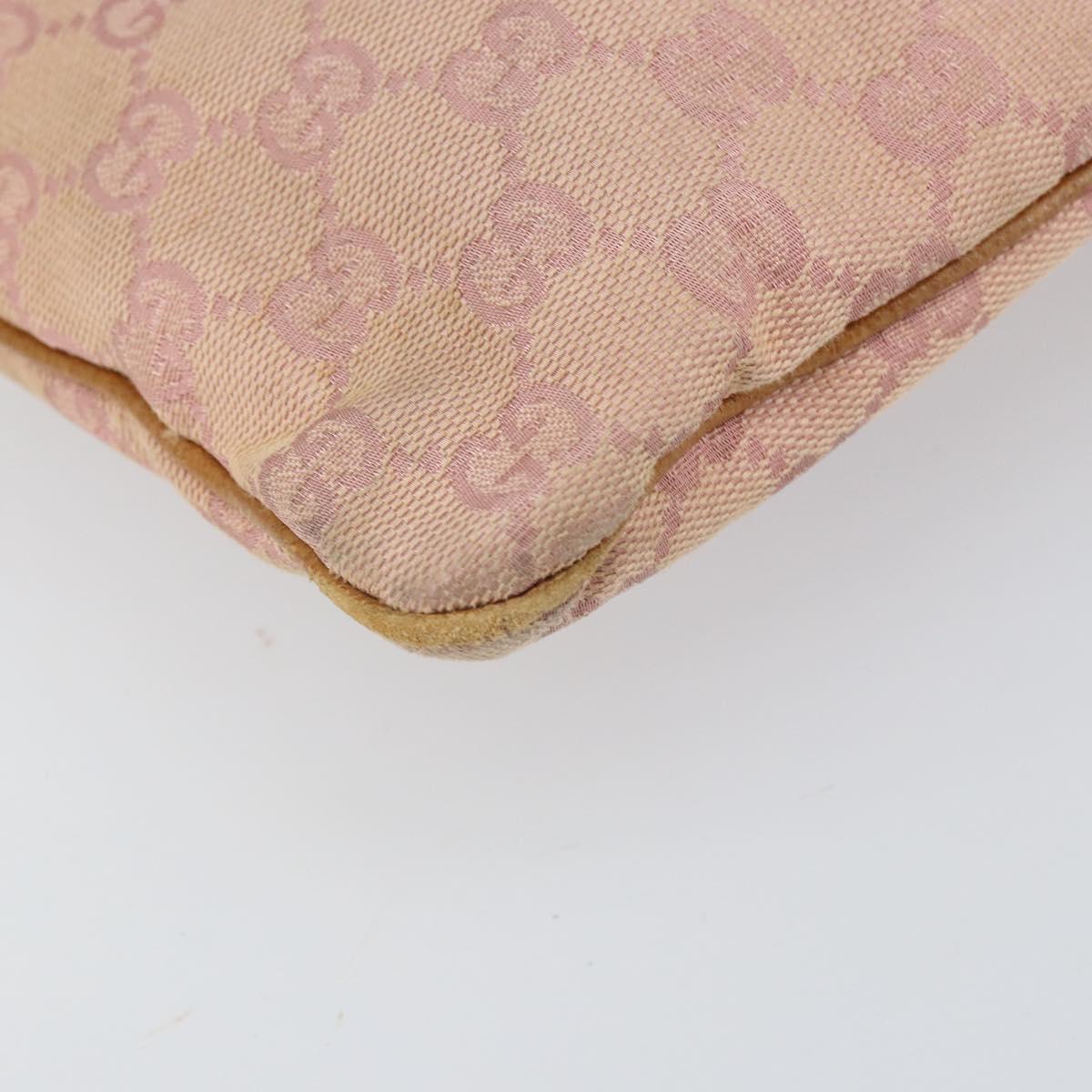 GUCCI GG Canvas Shoulder Bag Pink Silver 113013 Auth 166336