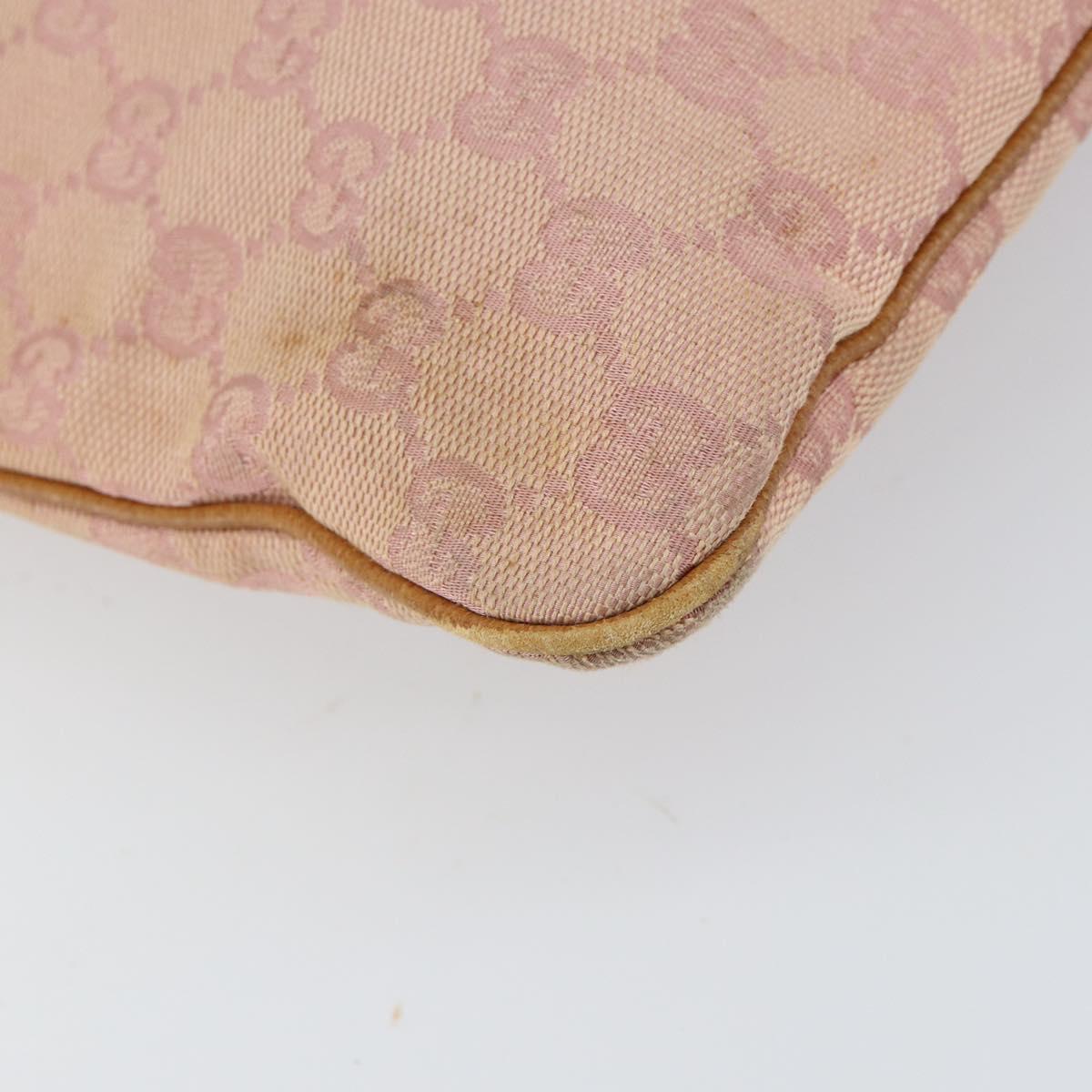 GUCCI GG Canvas Shoulder Bag Pink Silver 113013 Auth 166336