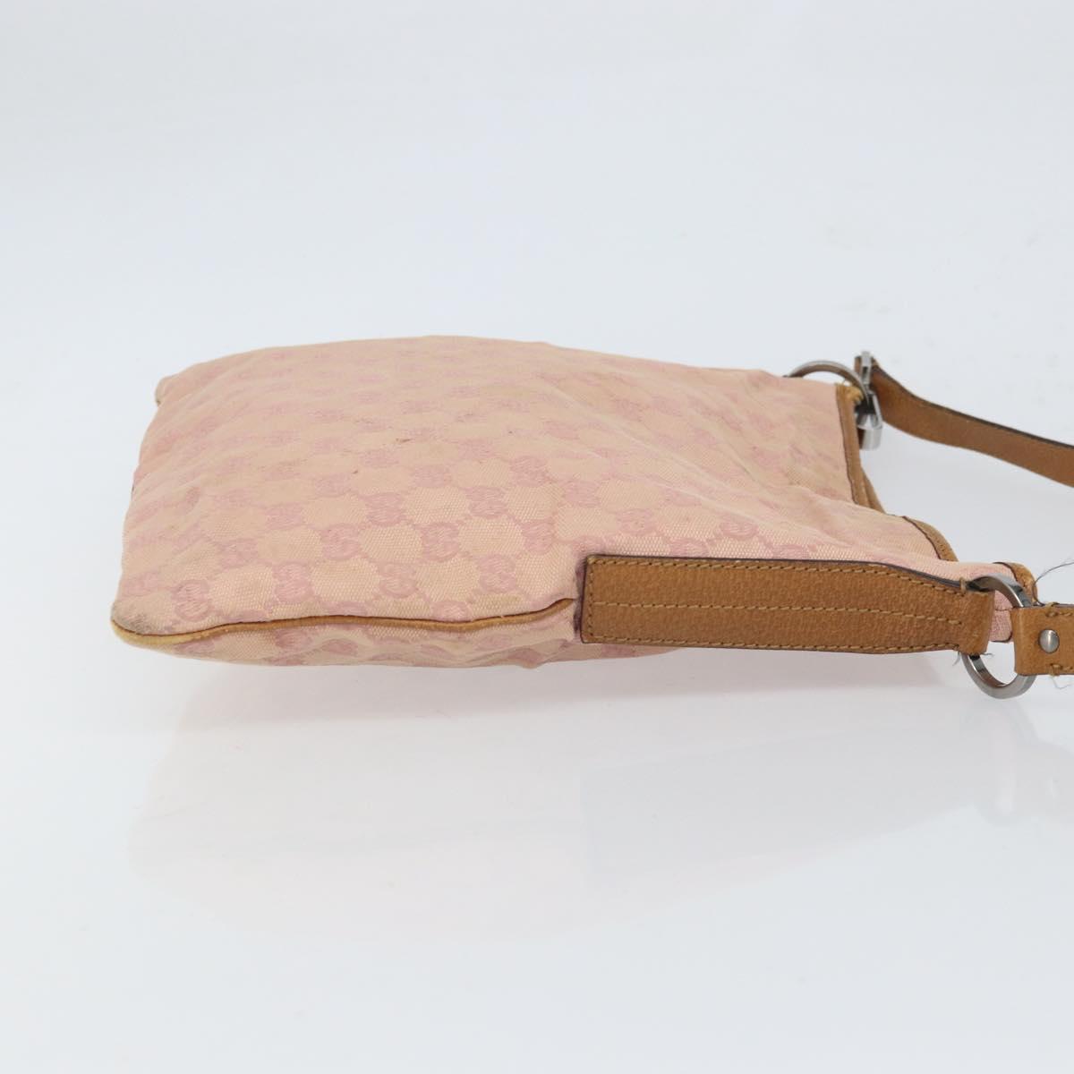 GUCCI GG Canvas Shoulder Bag Pink Silver 113013 Auth 166336
