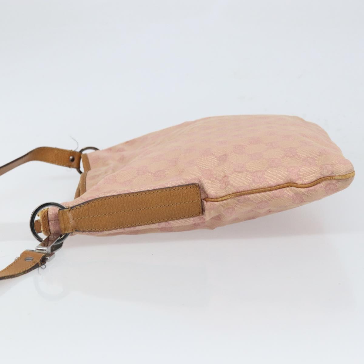 GUCCI GG Canvas Shoulder Bag Pink Silver 113013 Auth 166336