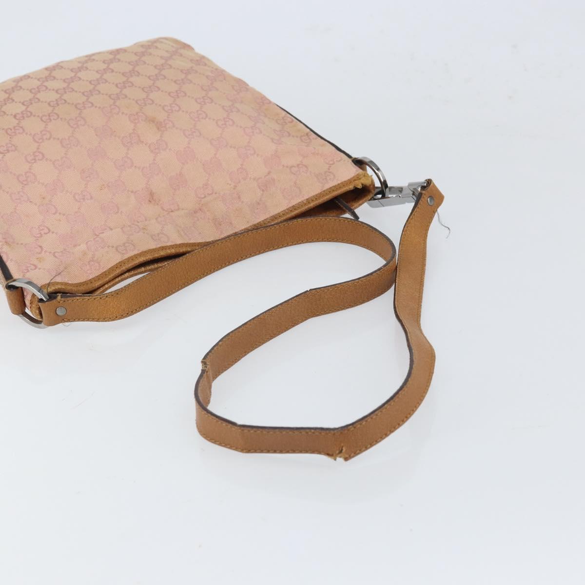GUCCI GG Canvas Shoulder Bag Pink Silver 113013 Auth 166336