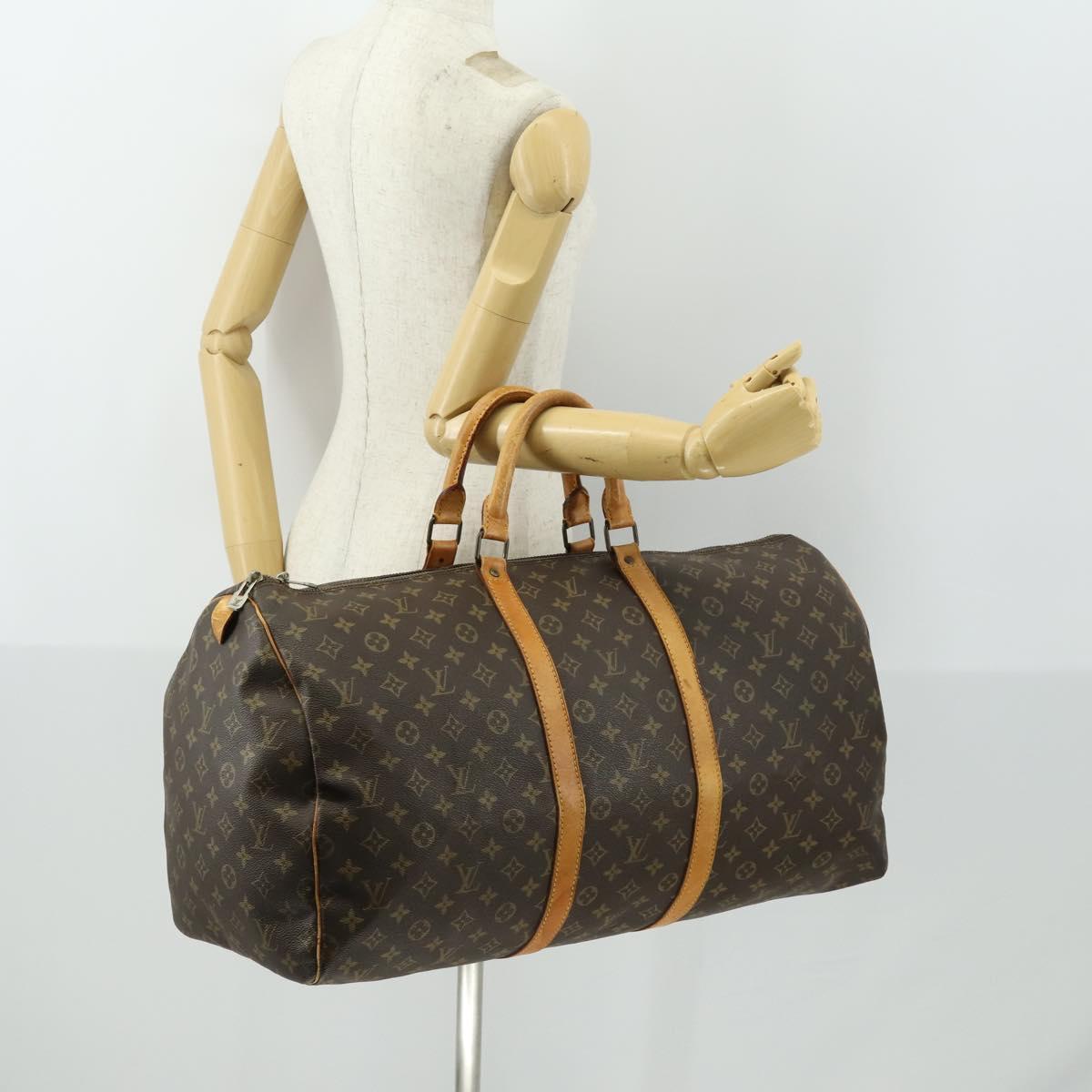 LOUIS VUITTON Monogram Keepall 55 Boston Bag M41424 LV Auth 166341