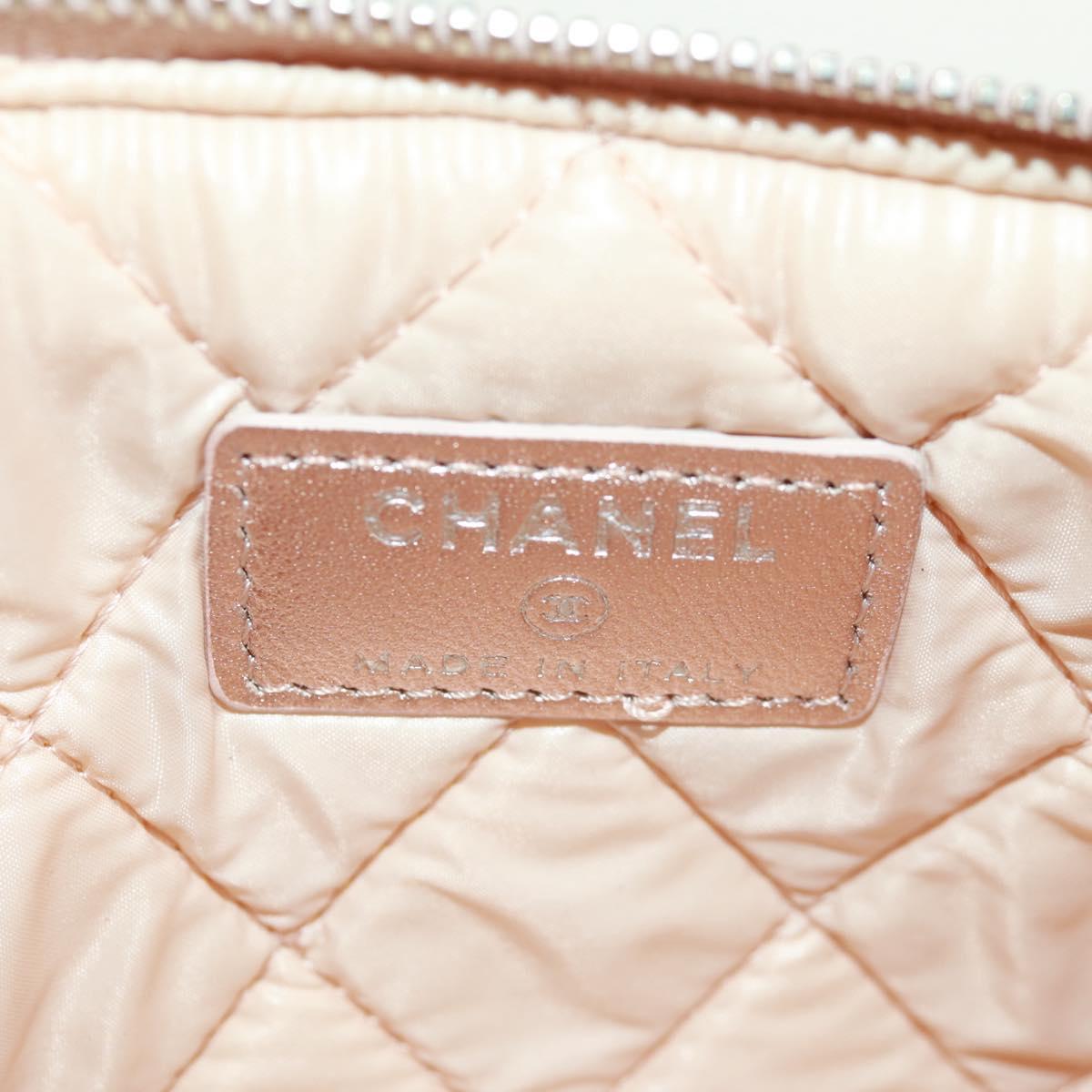 CHANEL Matelasse Pouch Lamb Skin Pink Silver CC Auth 166350SAM