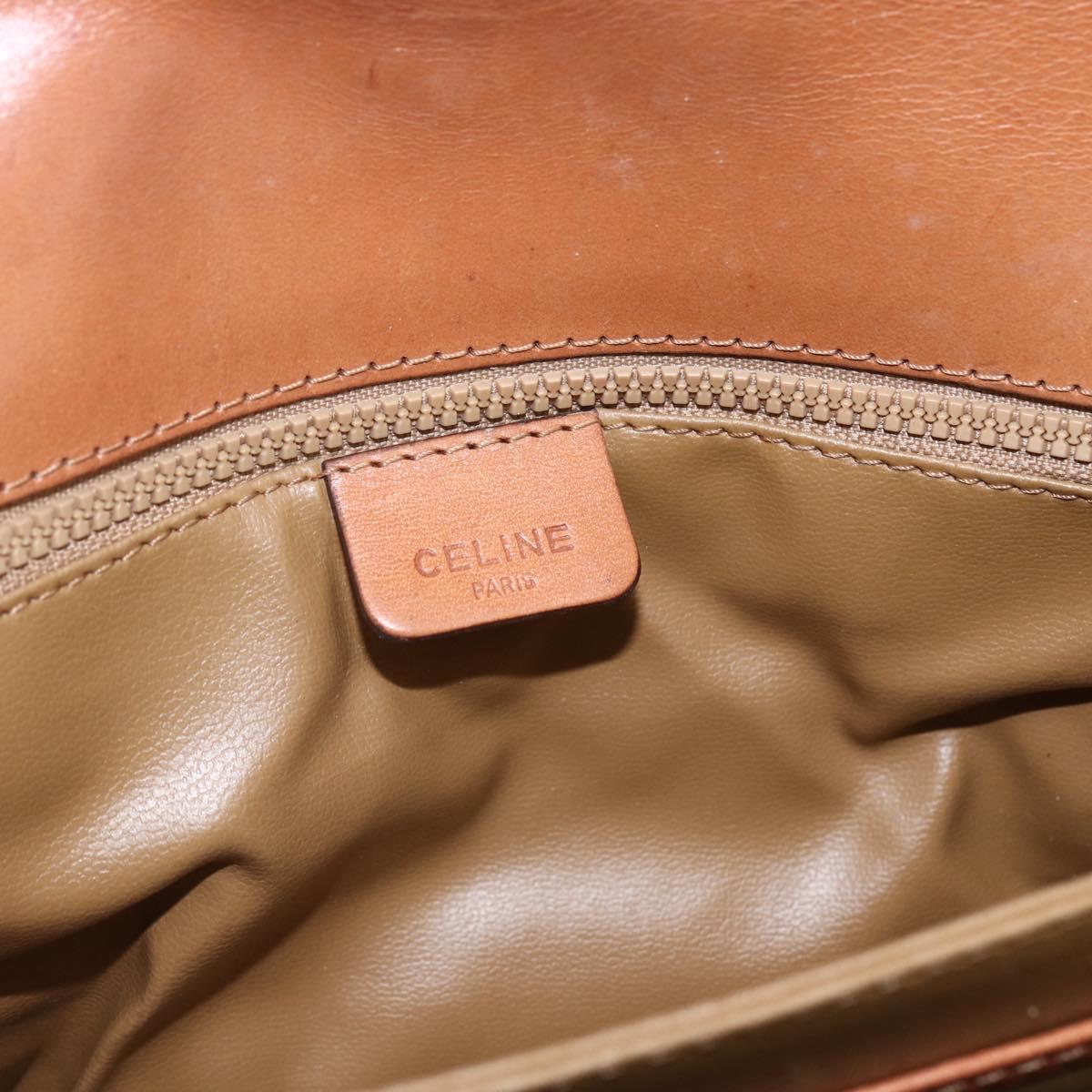 CELINE Macadam Canvas Shoulder Bag PVC Leather Brown Gold Auth 166352