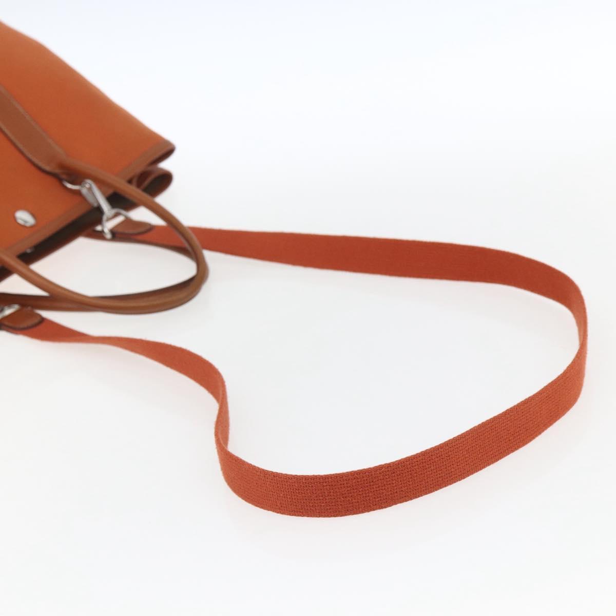 HERMES Garden Party TPM Hand Bag Canvas 2way Orange Silver Auth 166360V