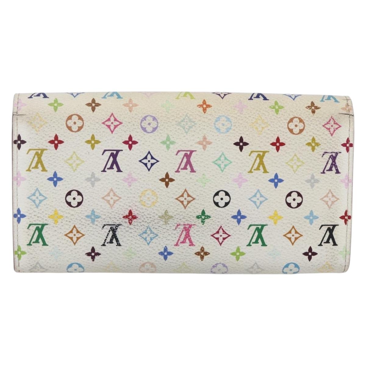 LOUIS VUITTON Multicolor Portefeuille Sarah Wallet White M93532 LV Auth 166362