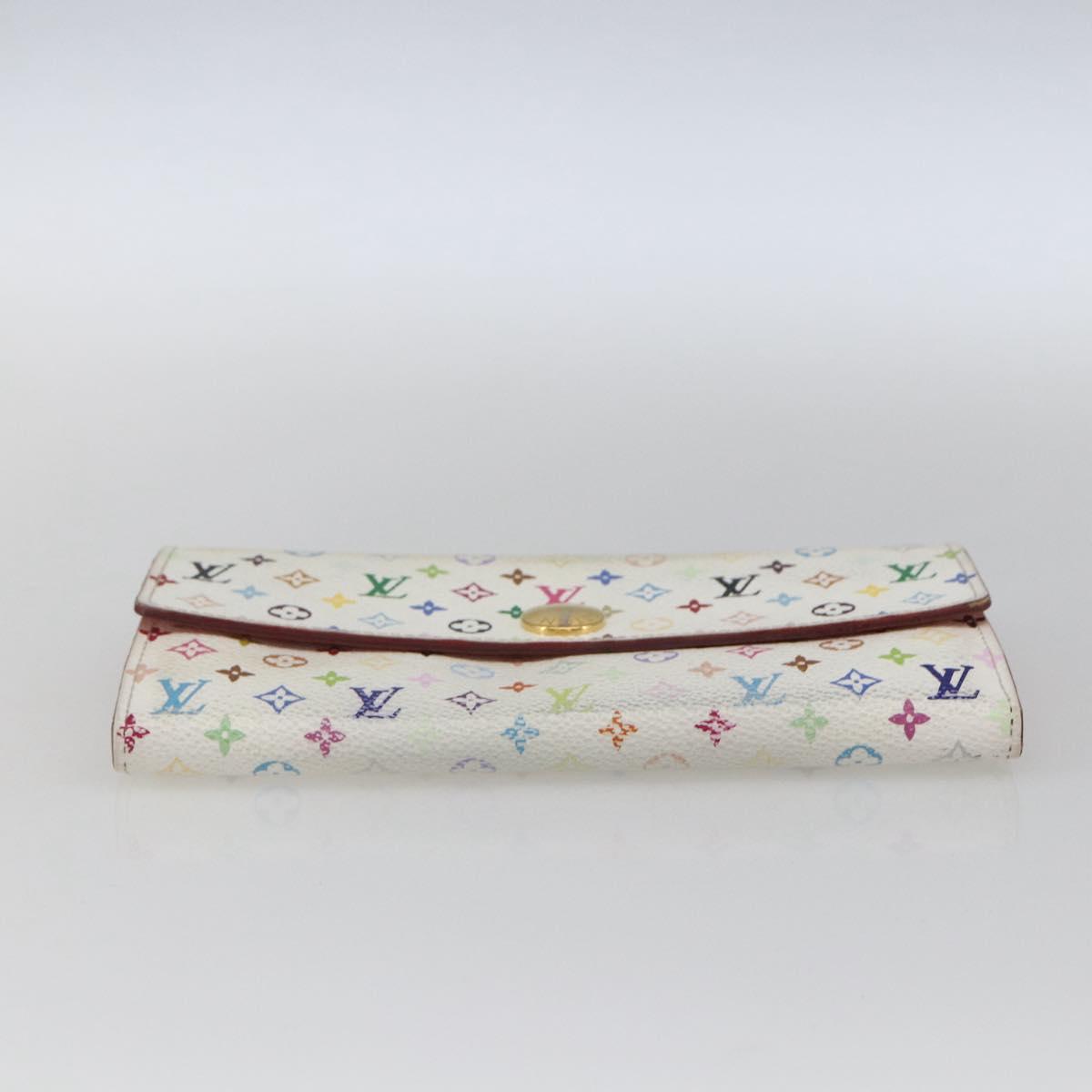 LOUIS VUITTON Multicolor Portefeuille Sarah Wallet White M93532 LV Auth 166362