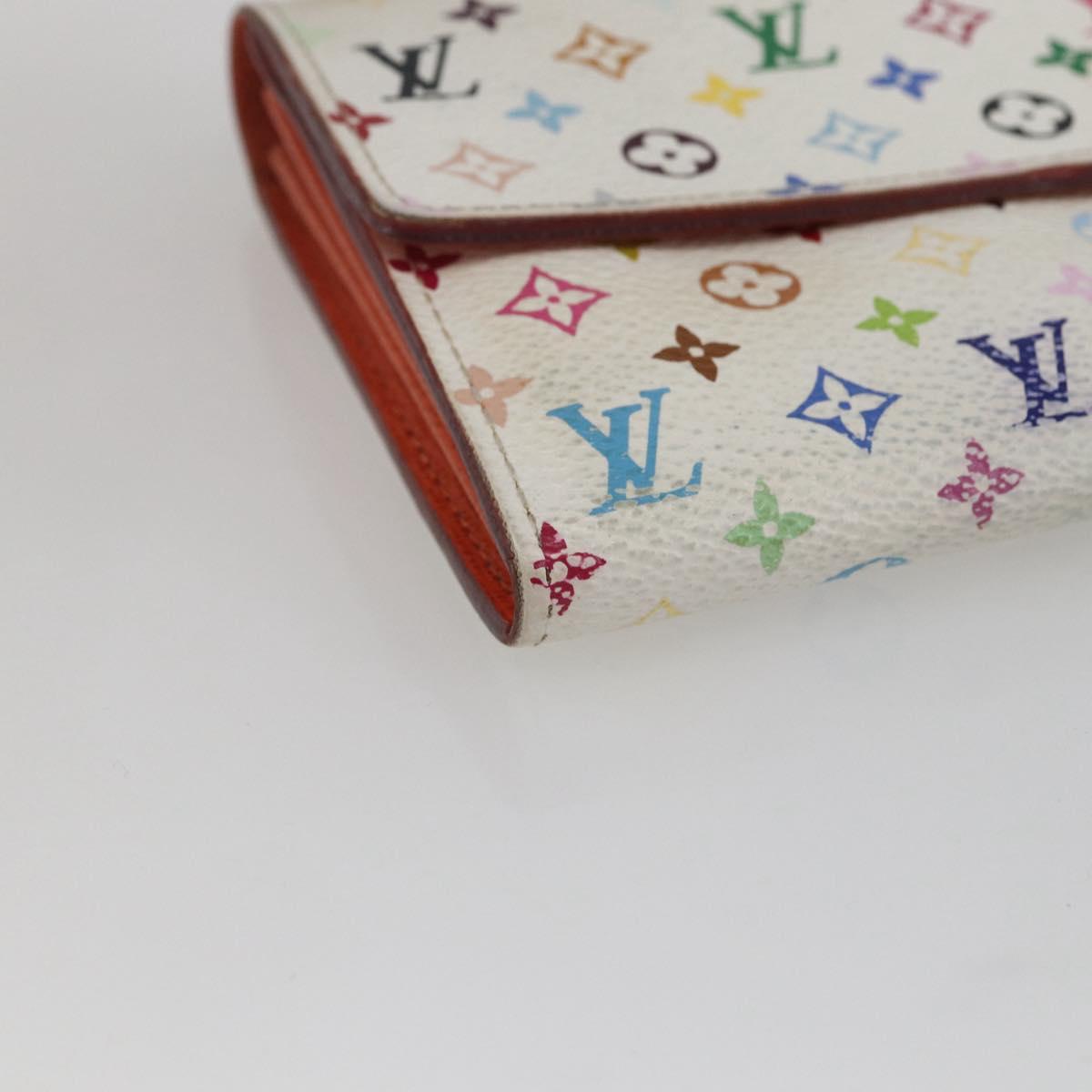 LOUIS VUITTON Multicolor Portefeuille Sarah Wallet White M93532 LV Auth 166362