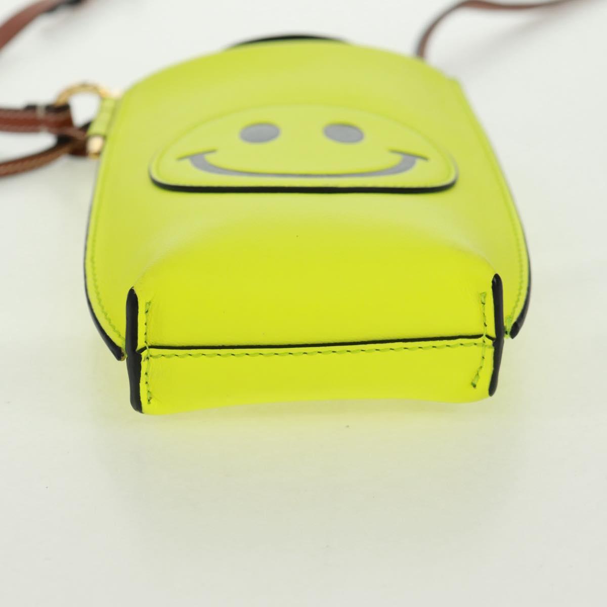 LOEWE Leather Gate Pocket Smiley Shoulder Pouch Bag Yellow Gold Auth 166364M