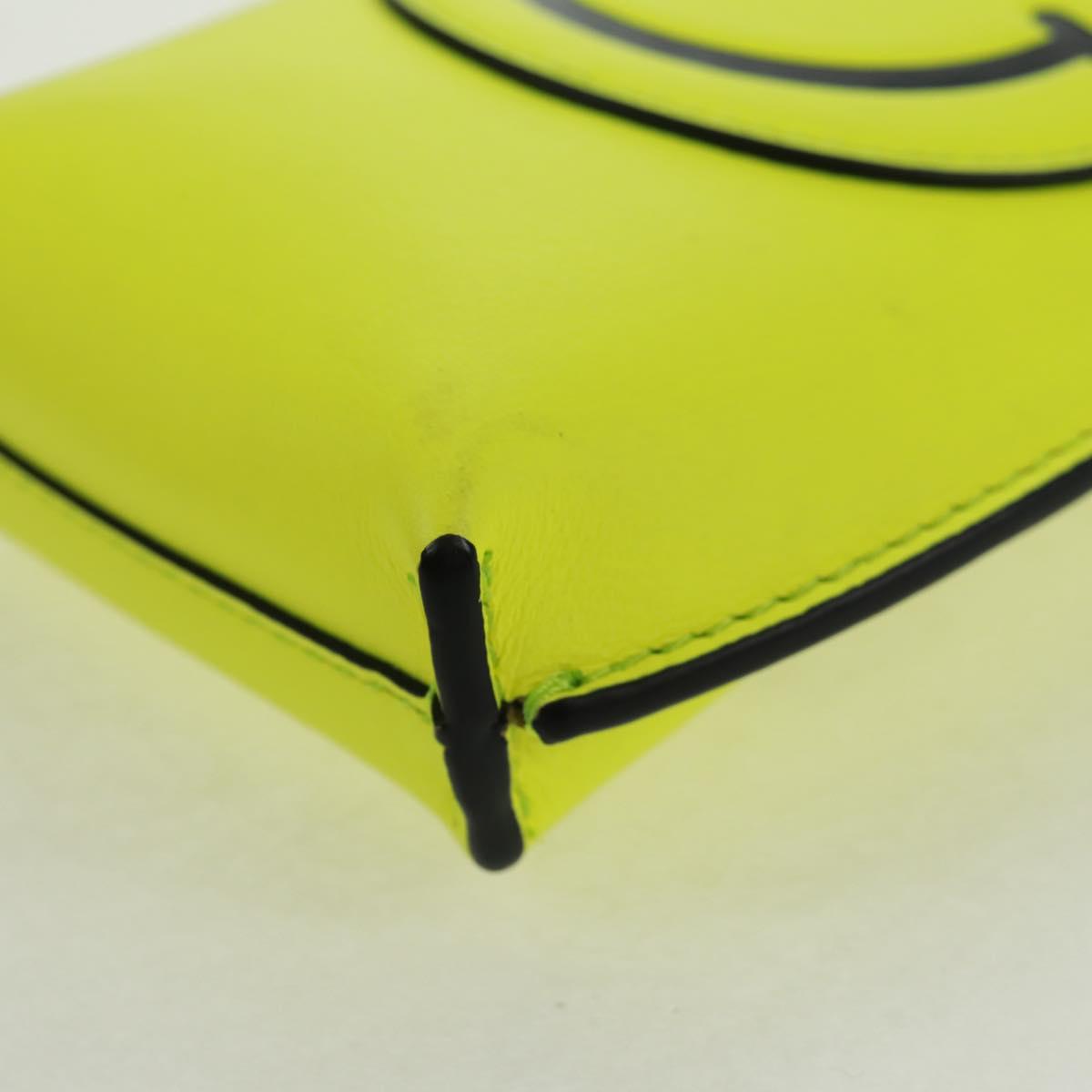 LOEWE Leather Gate Pocket Smiley Shoulder Pouch Bag Yellow Gold Auth 166364M