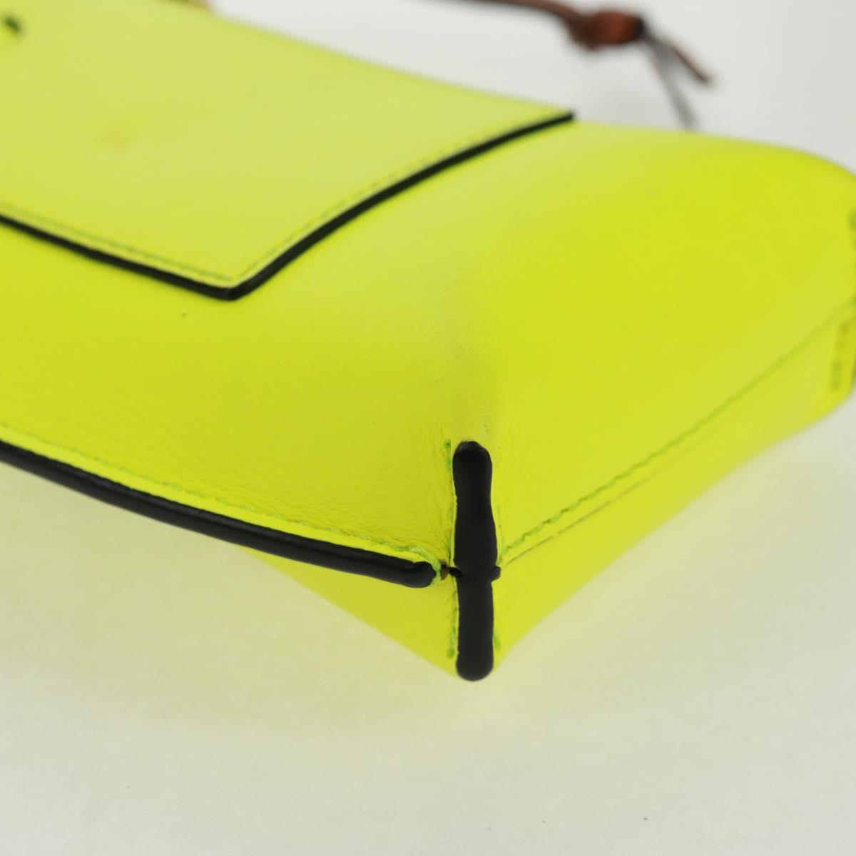 LOEWE Leather Gate Pocket Smiley Shoulder Pouch Bag Yellow Gold Auth 166364M