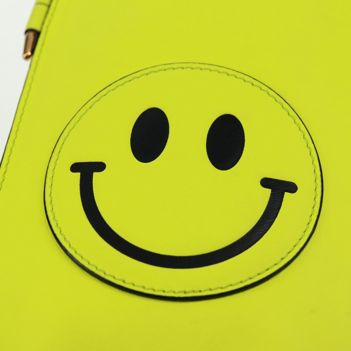 LOEWE Leather Gate Pocket Smiley Shoulder Pouch Bag Yellow Gold Auth 166364M