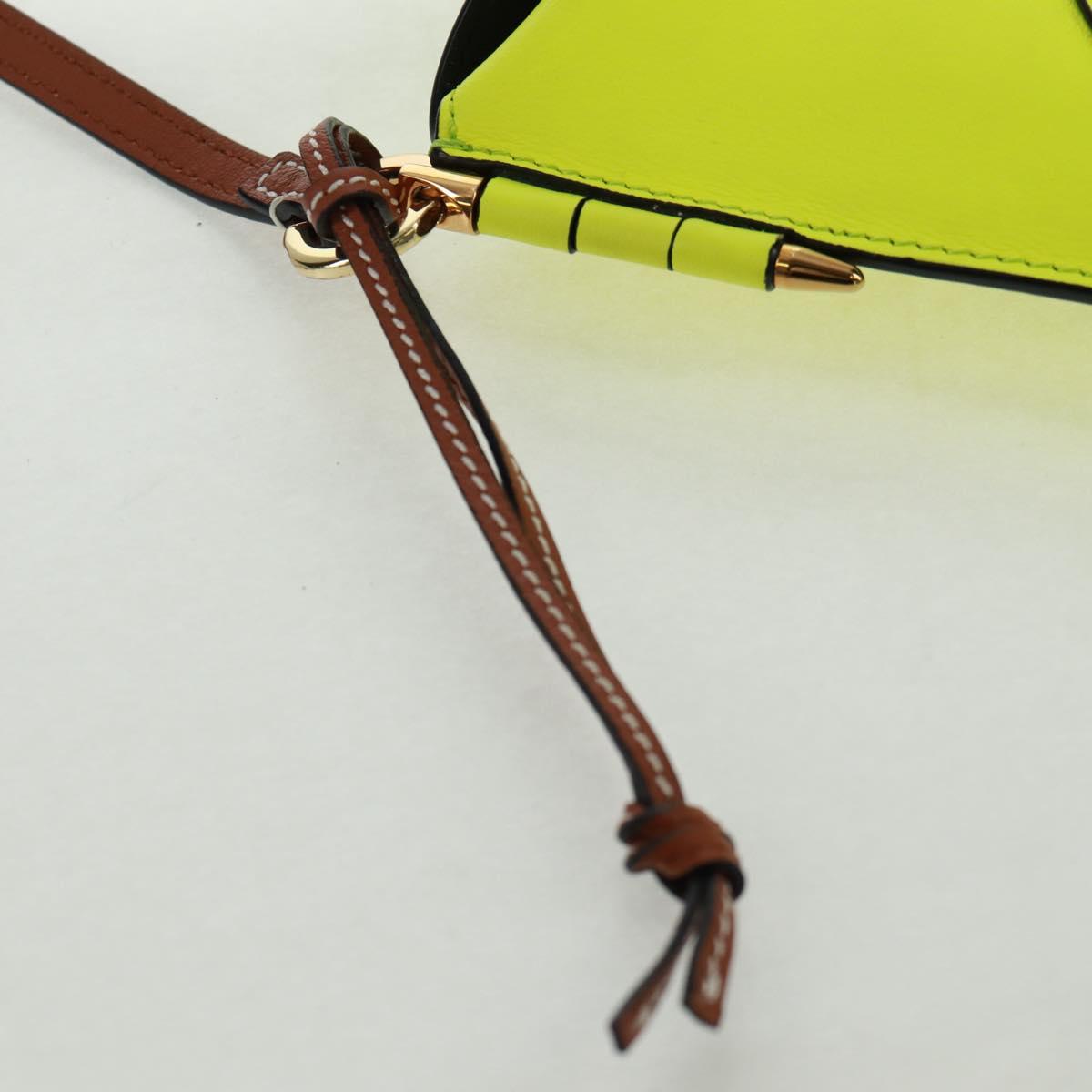 LOEWE Leather Gate Pocket Smiley Shoulder Pouch Bag Yellow Gold Auth 166364M