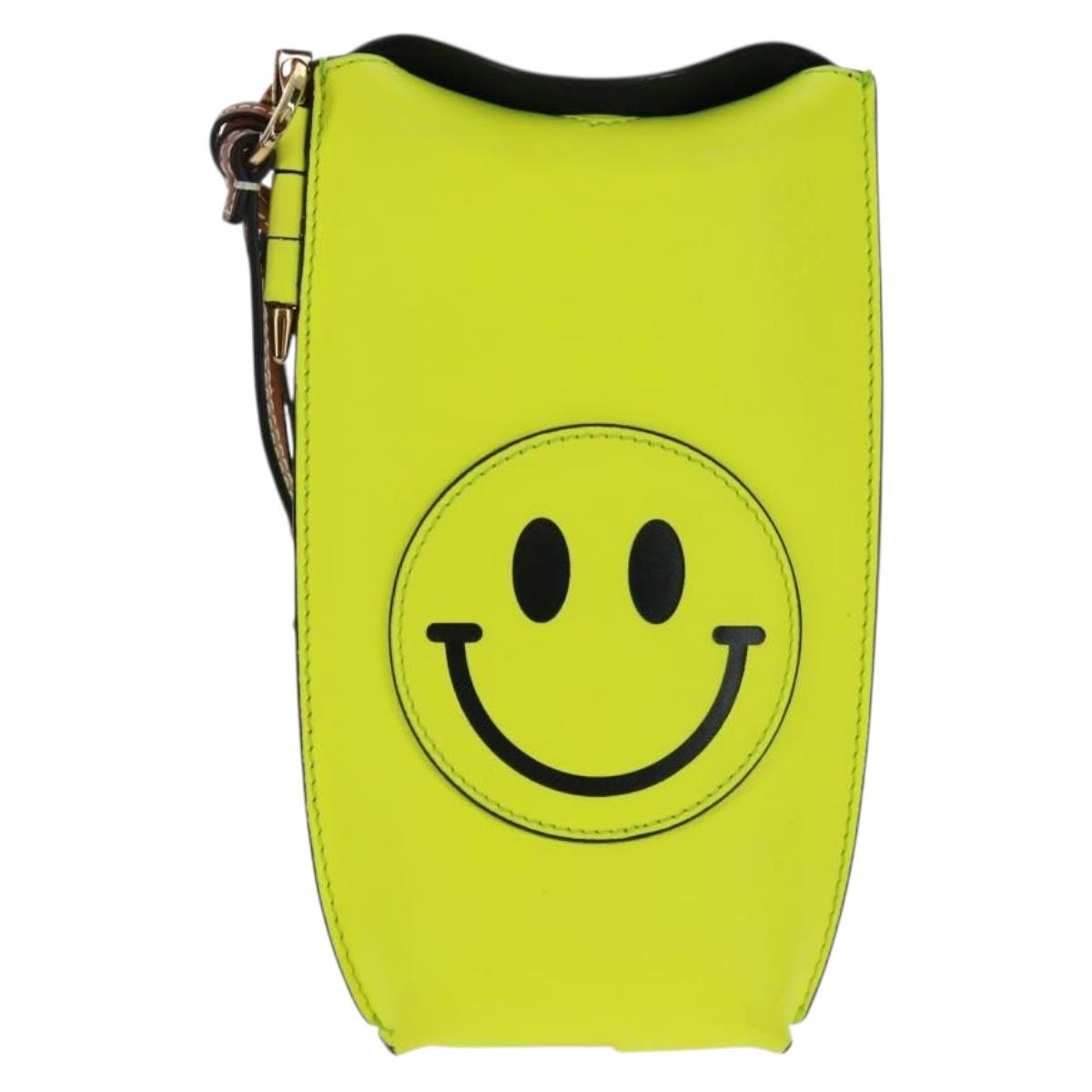LOEWE Leather Gate Pocket Smiley Shoulder Pouch Bag Yellow Gold Auth 166364M