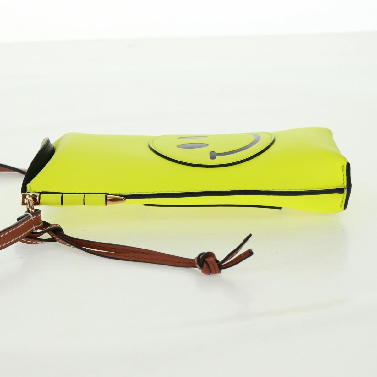 LOEWE Leather Gate Pocket Smiley Shoulder Pouch Bag Yellow Gold Auth 166364M