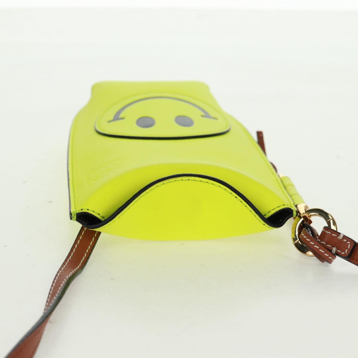 LOEWE Leather Gate Pocket Smiley Shoulder Pouch Bag Yellow Gold Auth 166364M