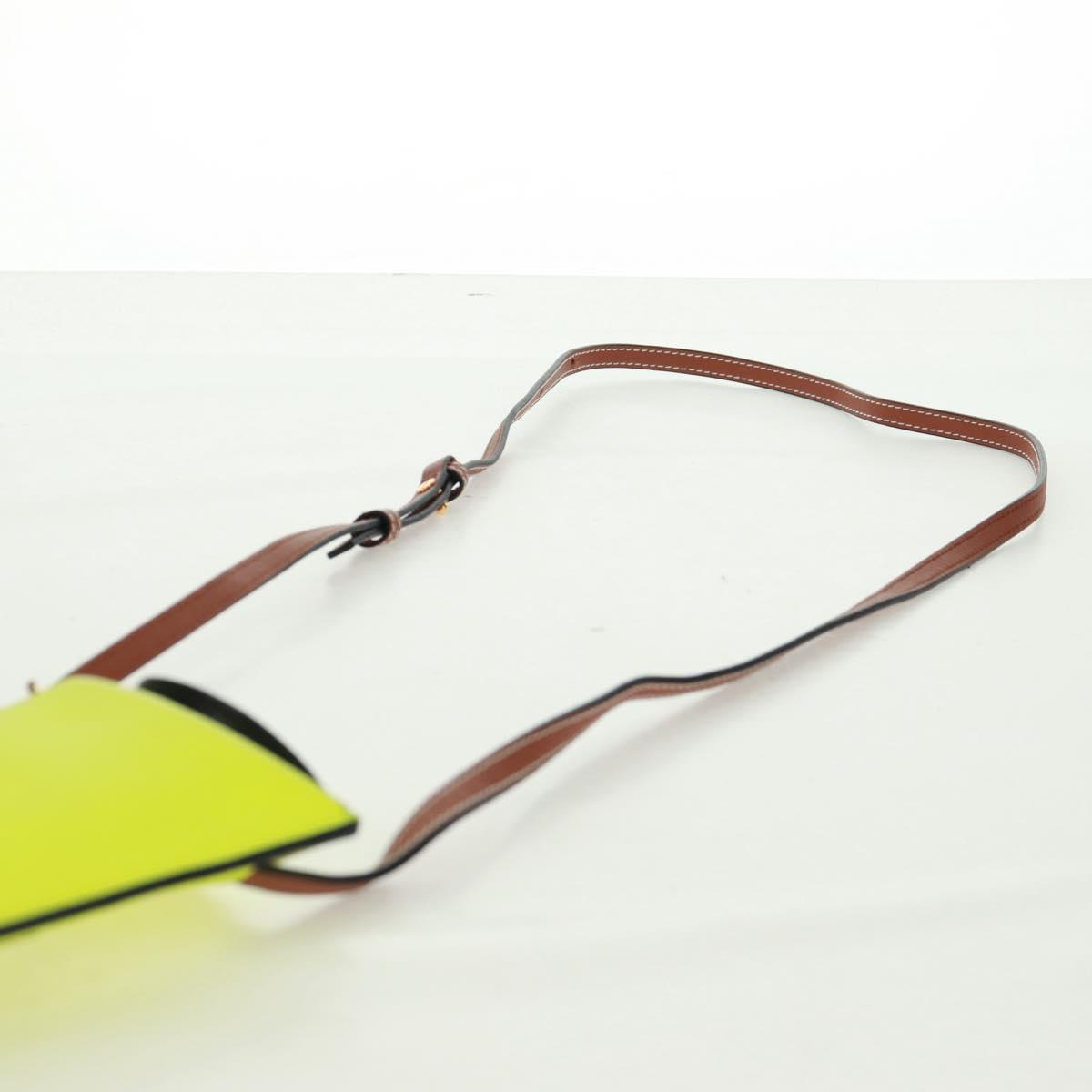 LOEWE Leather Gate Pocket Smiley Shoulder Pouch Bag Yellow Gold Auth 166364M