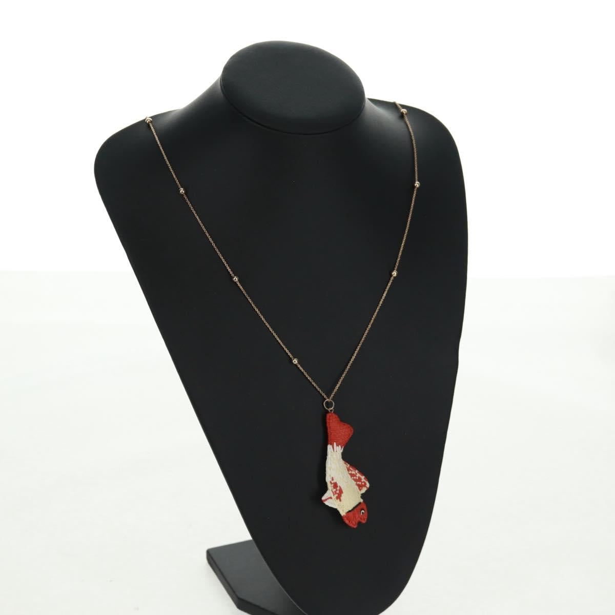PRADA Clownfish Motif Necklace Ag925 Gold Tone Auth 166365V