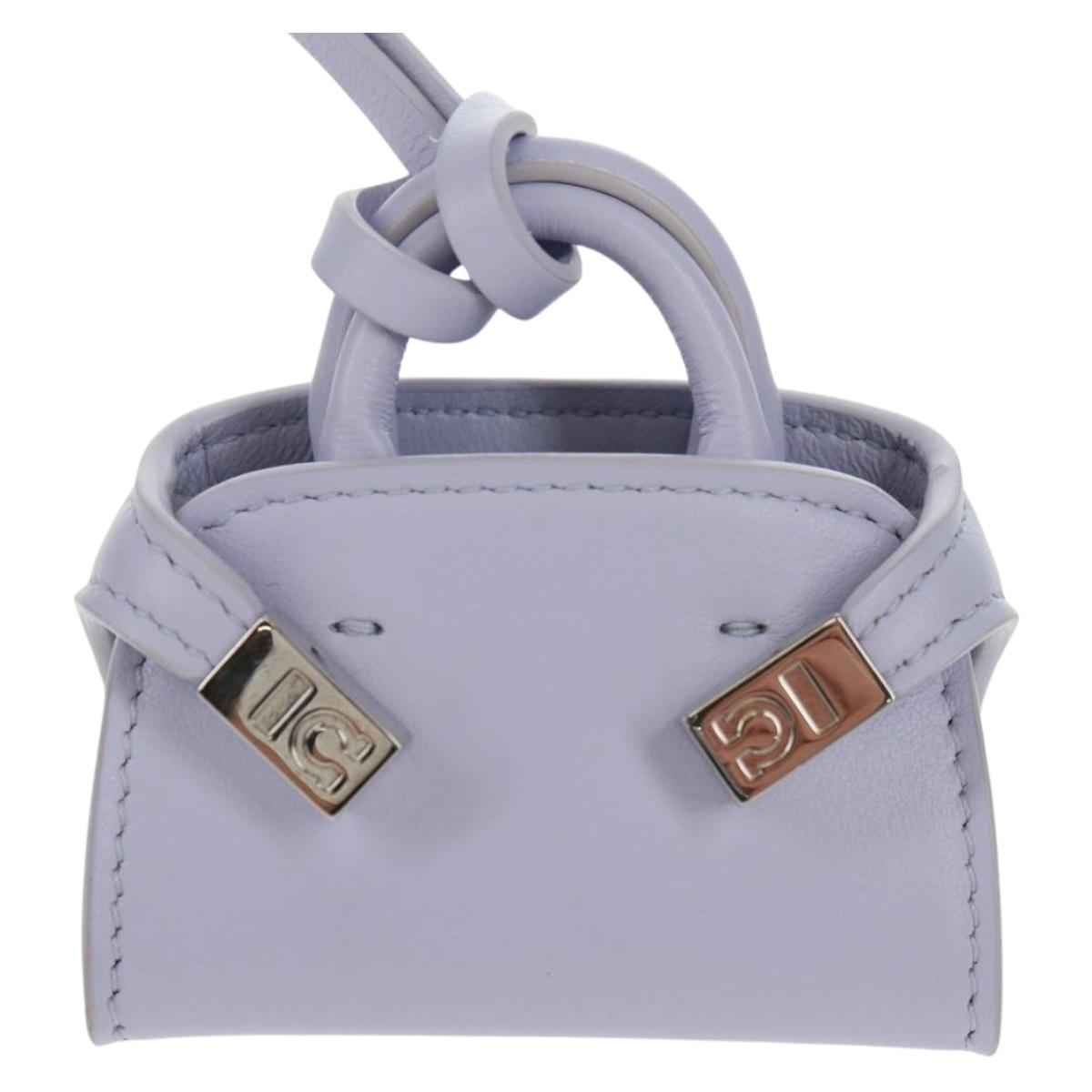 Salvatore Ferragamo Bag Charm Leather Purple Auth 166369M