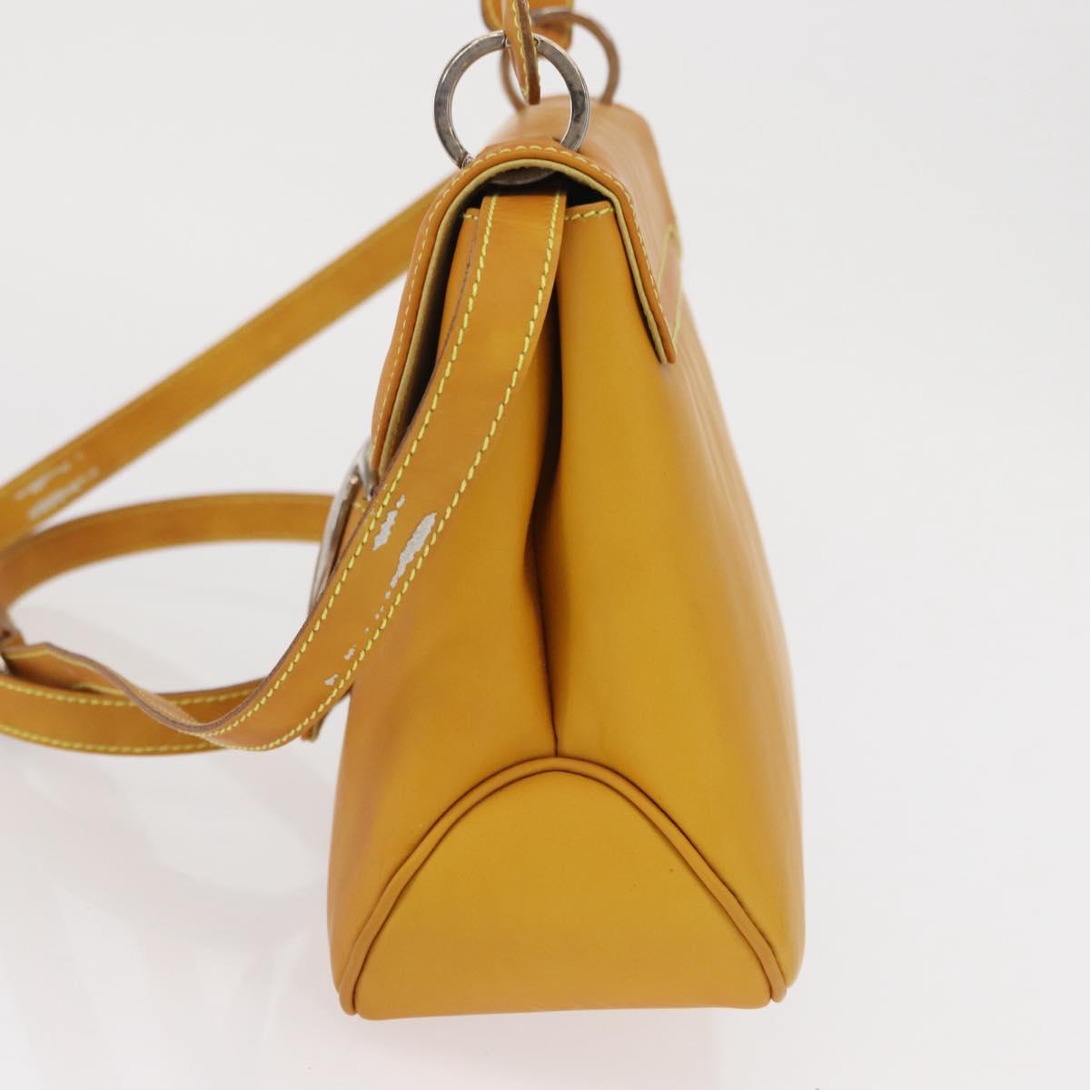 Salvatore Ferragamo Vala Hand Bag Leather 2way Yellow Silver Auth 166370
