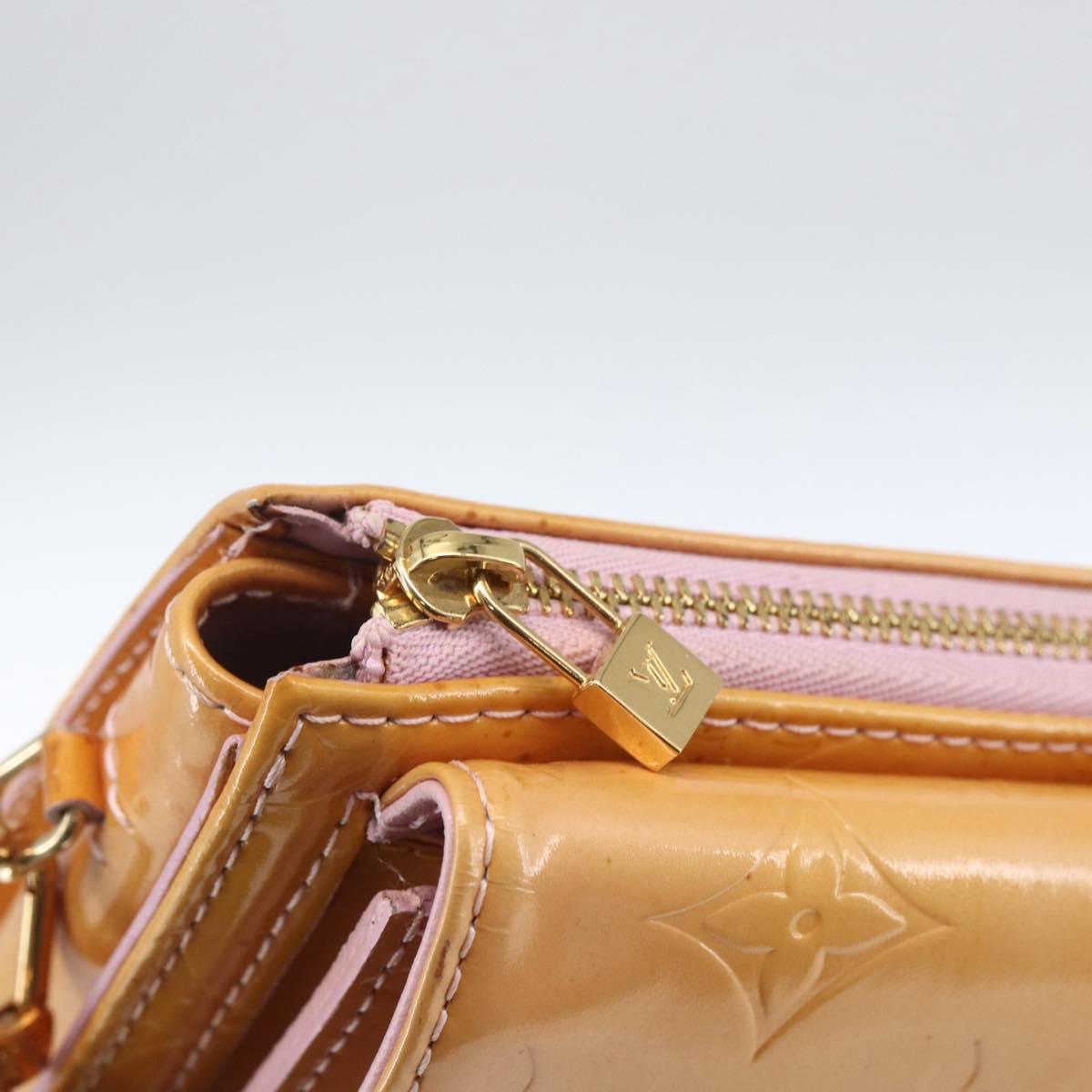 LOUIS VUITTON Monogram Vernis Motto Pouch Marshmallow Pink M91312 LV Auth 166377