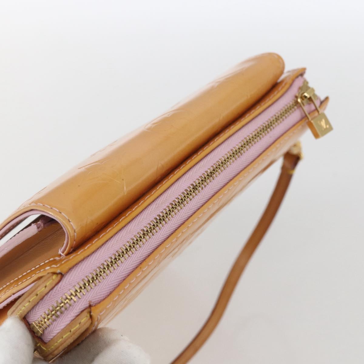 LOUIS VUITTON Monogram Vernis Motto Pouch Marshmallow Pink M91312 LV Auth 166377
