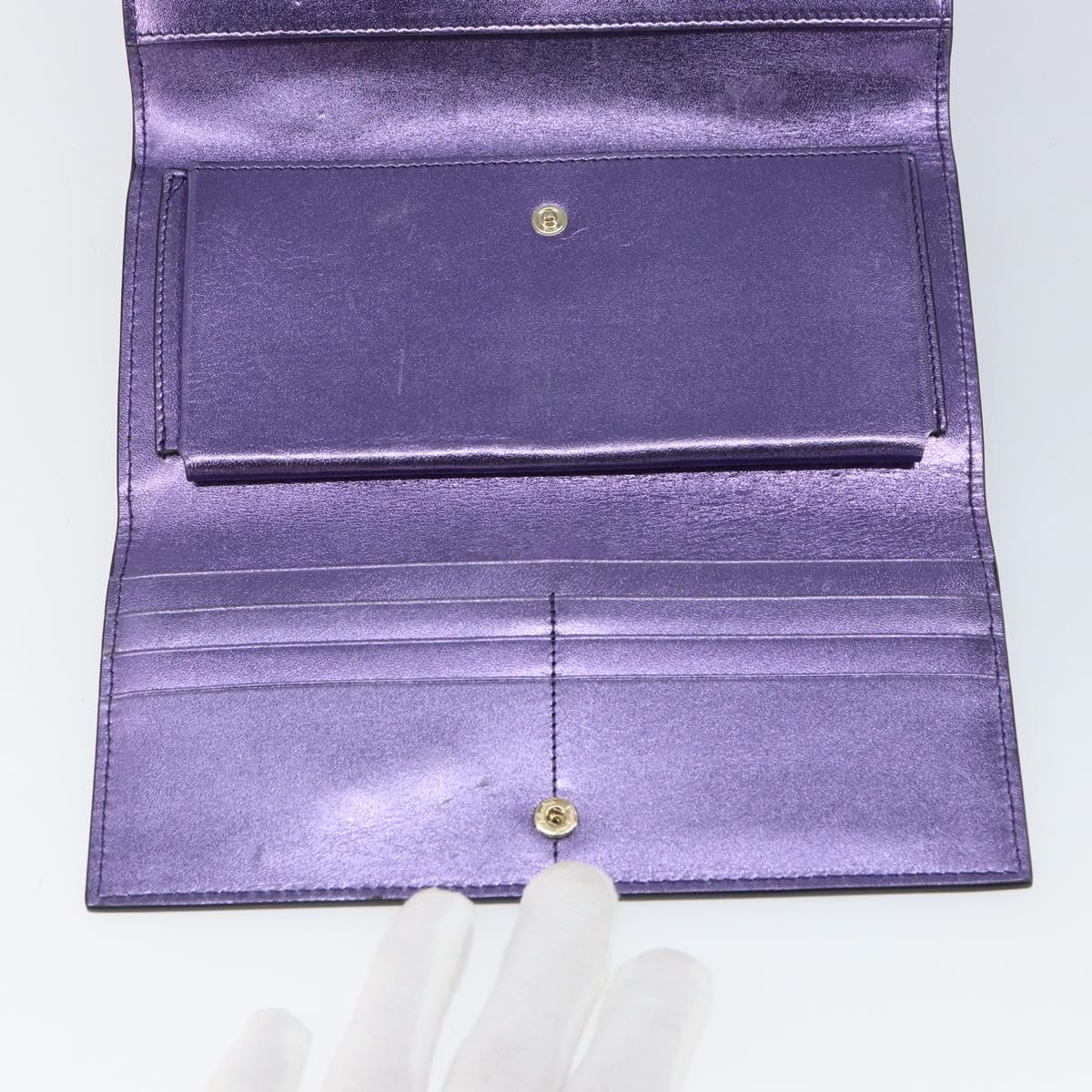 Salvatore Ferragamo Gancini Long Wallet Leather Purple Gold Auth 166383A