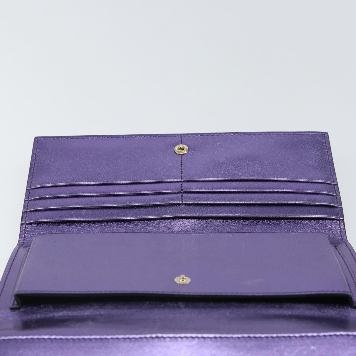 Salvatore Ferragamo Gancini Long Wallet Leather Purple Gold Auth 166383A