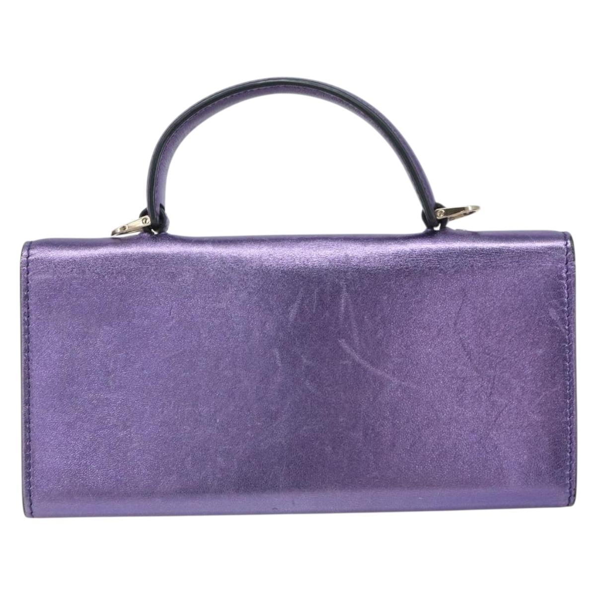 Salvatore Ferragamo Gancini Long Wallet Leather Purple Gold Auth 166383A