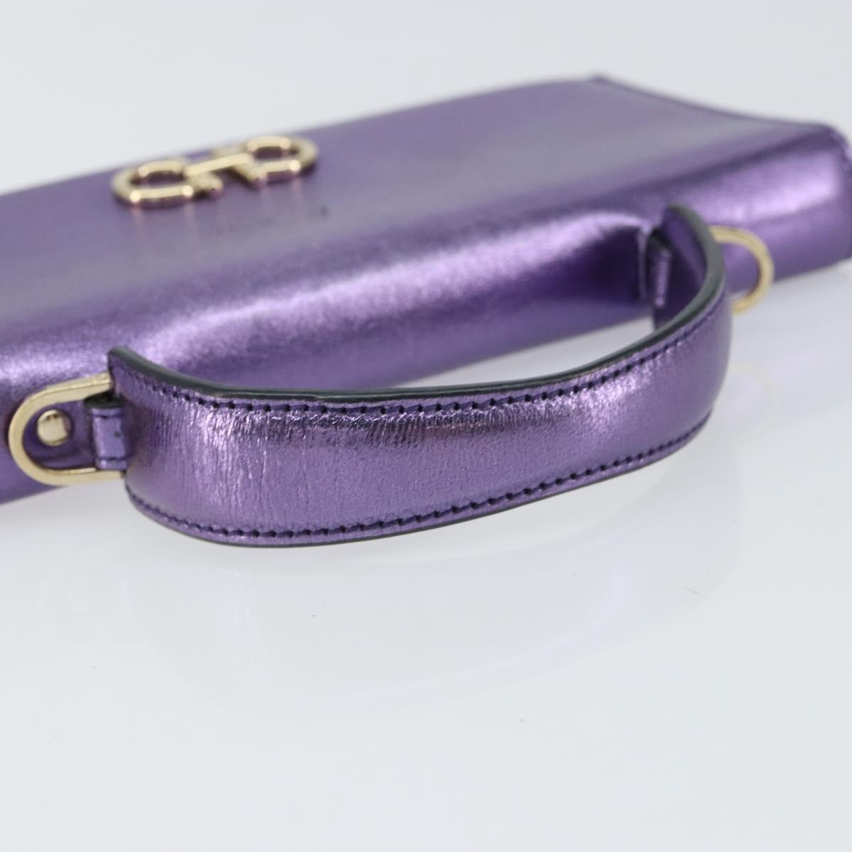Salvatore Ferragamo Gancini Long Wallet Leather Purple Gold Auth 166383A