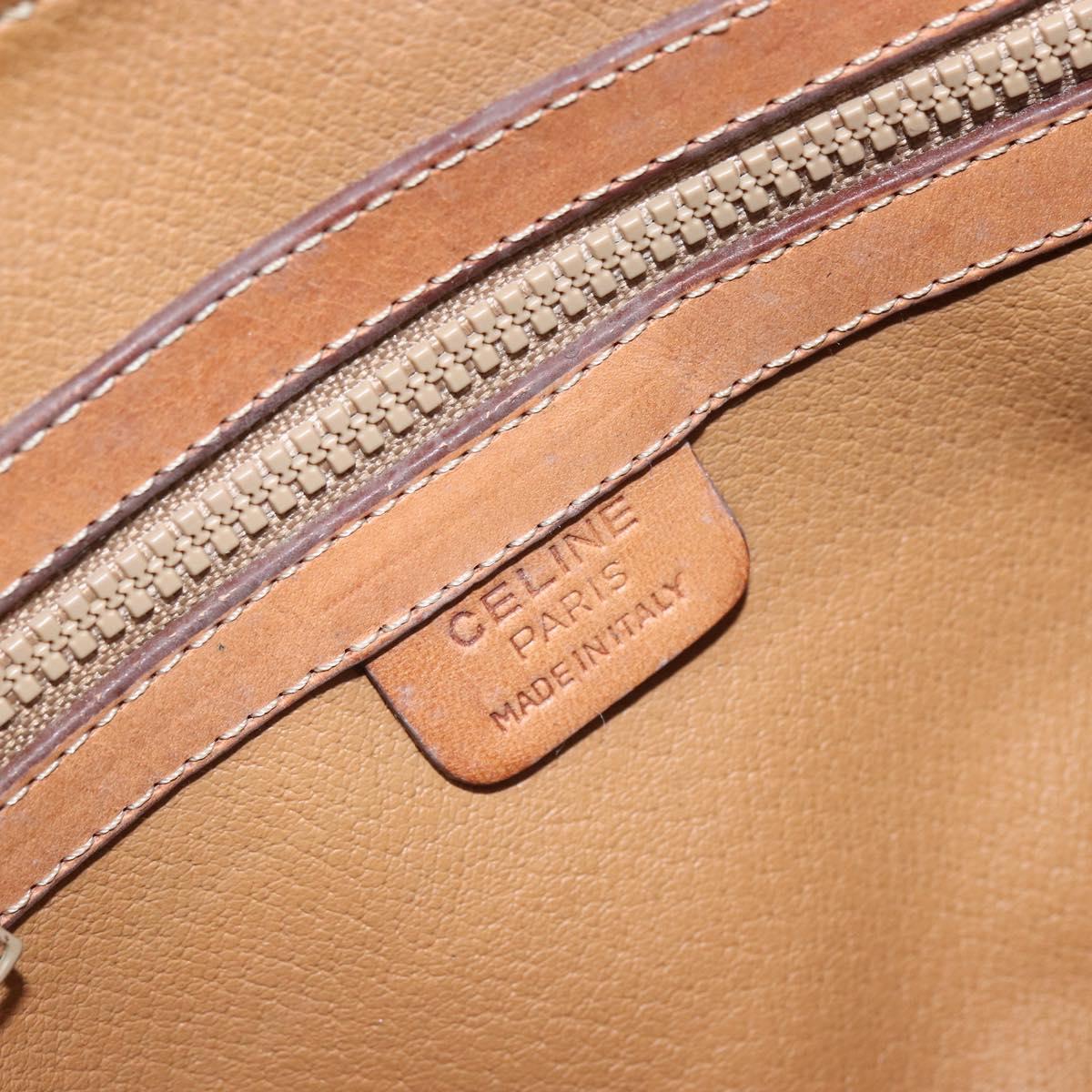 CELINE Macadam Canvas Drum bag Hand Bag PVC Leather Brown Gold Auth 166386