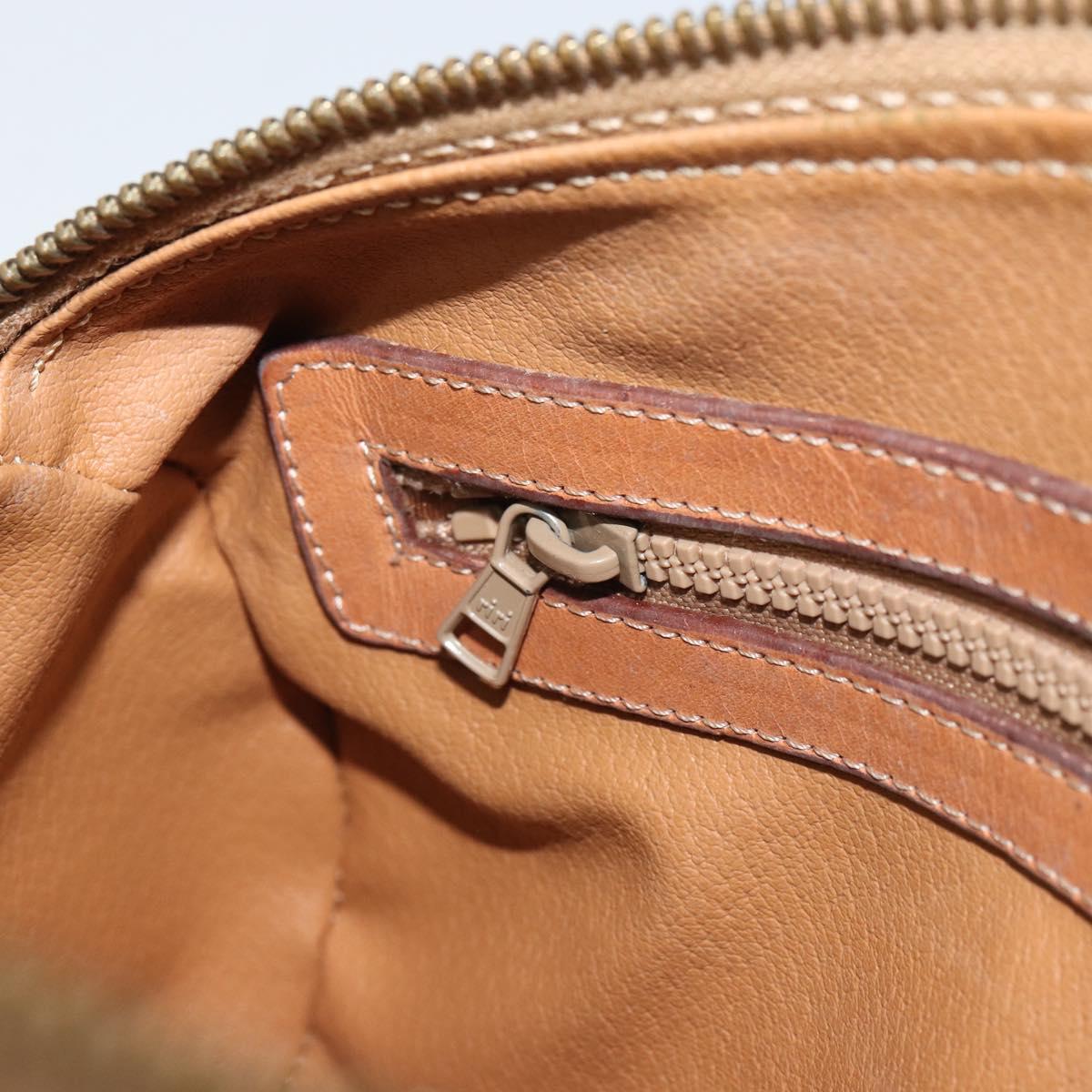 CELINE Macadam Canvas Drum bag Hand Bag PVC Leather Brown Gold Auth 166386