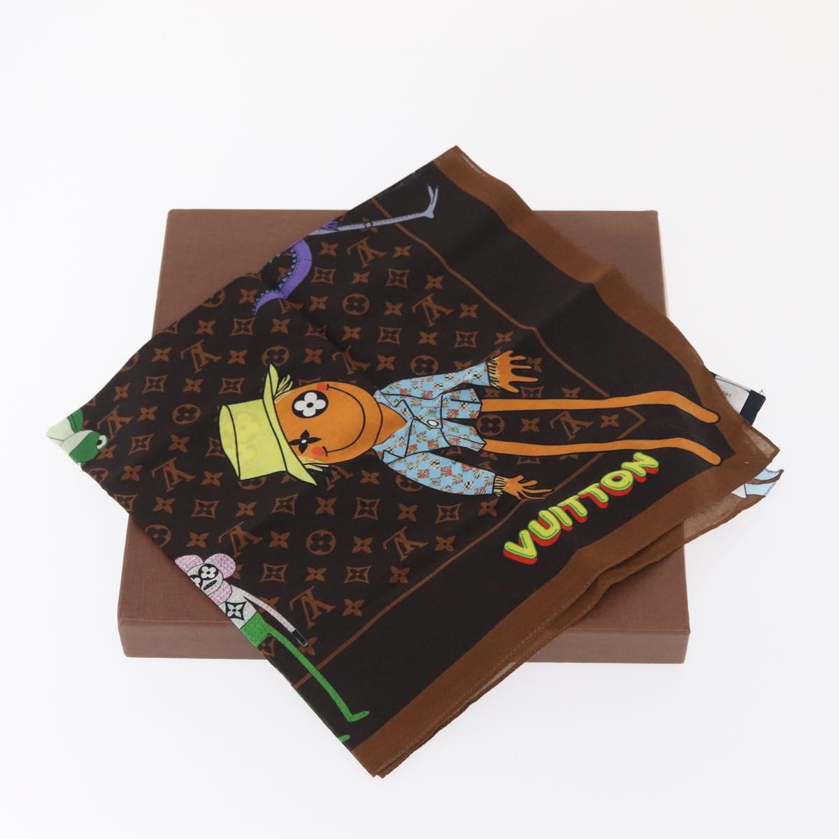 LOUIS VUITTON Monogram LV Friends Bandana Scarf Silk Brown MP2954 Auth 166390V