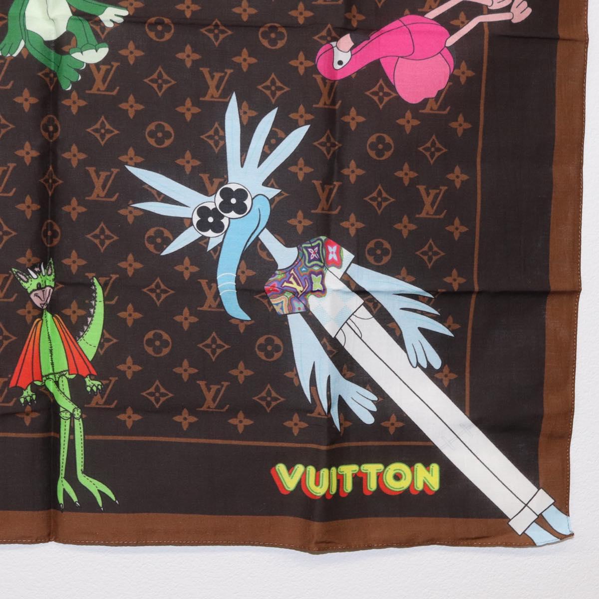 LOUIS VUITTON Monogram LV Friends Bandana Scarf Silk Brown MP2954 Auth 166390V