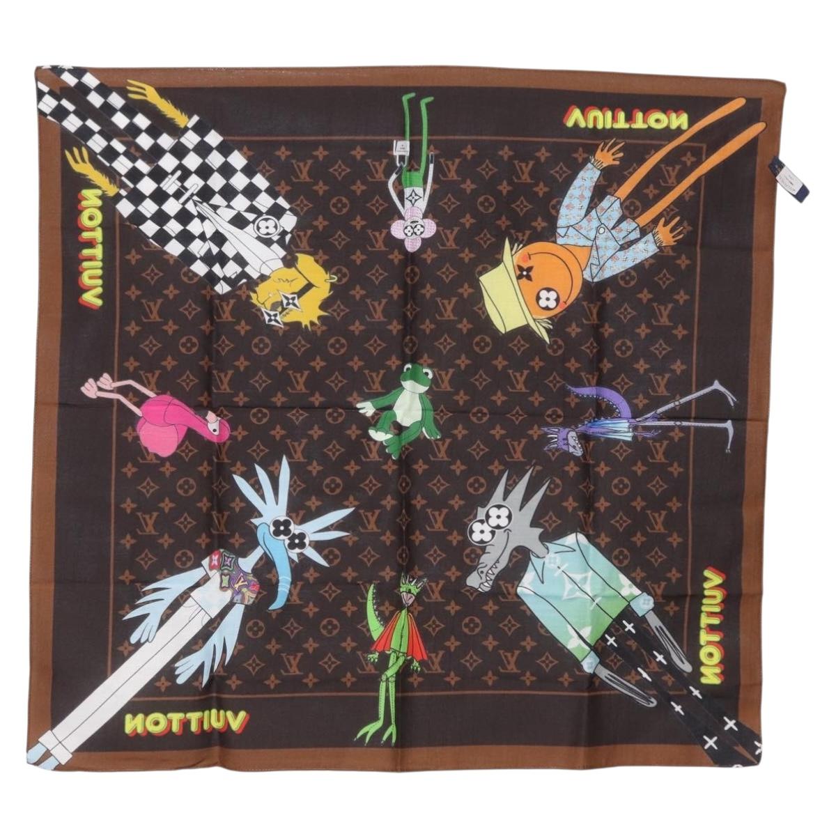 LOUIS VUITTON Monogram LV Friends Bandana Scarf Silk Brown MP2954 Auth 166390V