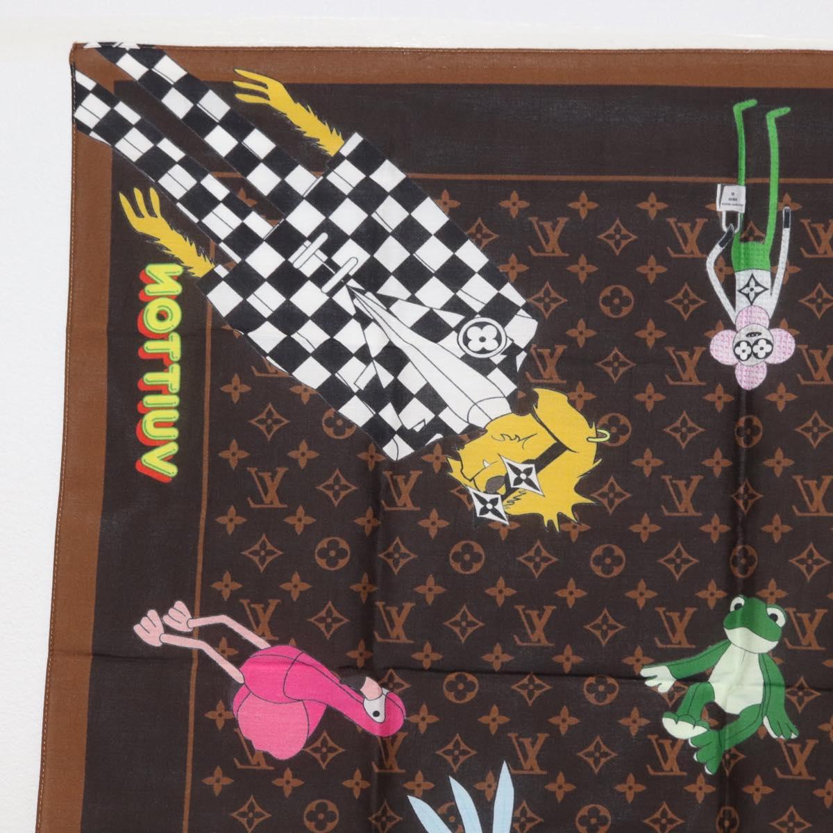 LOUIS VUITTON Monogram LV Friends Bandana Scarf Silk Brown MP2954 Auth 166390V