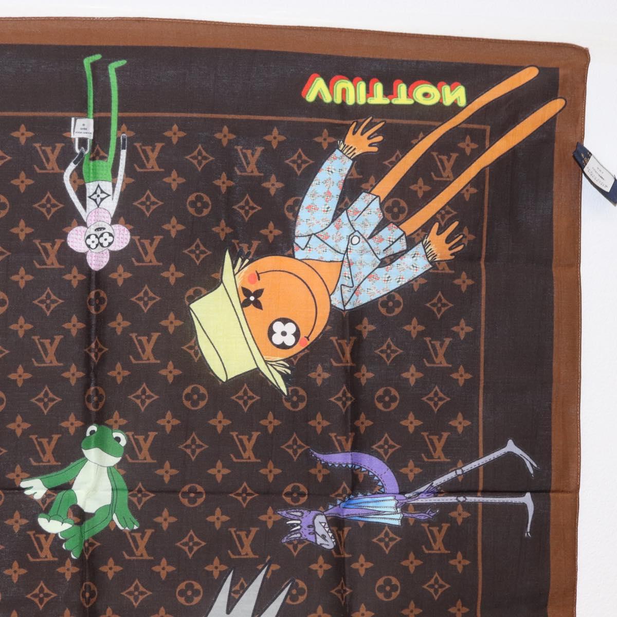 LOUIS VUITTON Monogram LV Friends Bandana Scarf Silk Brown MP2954 Auth 166390V