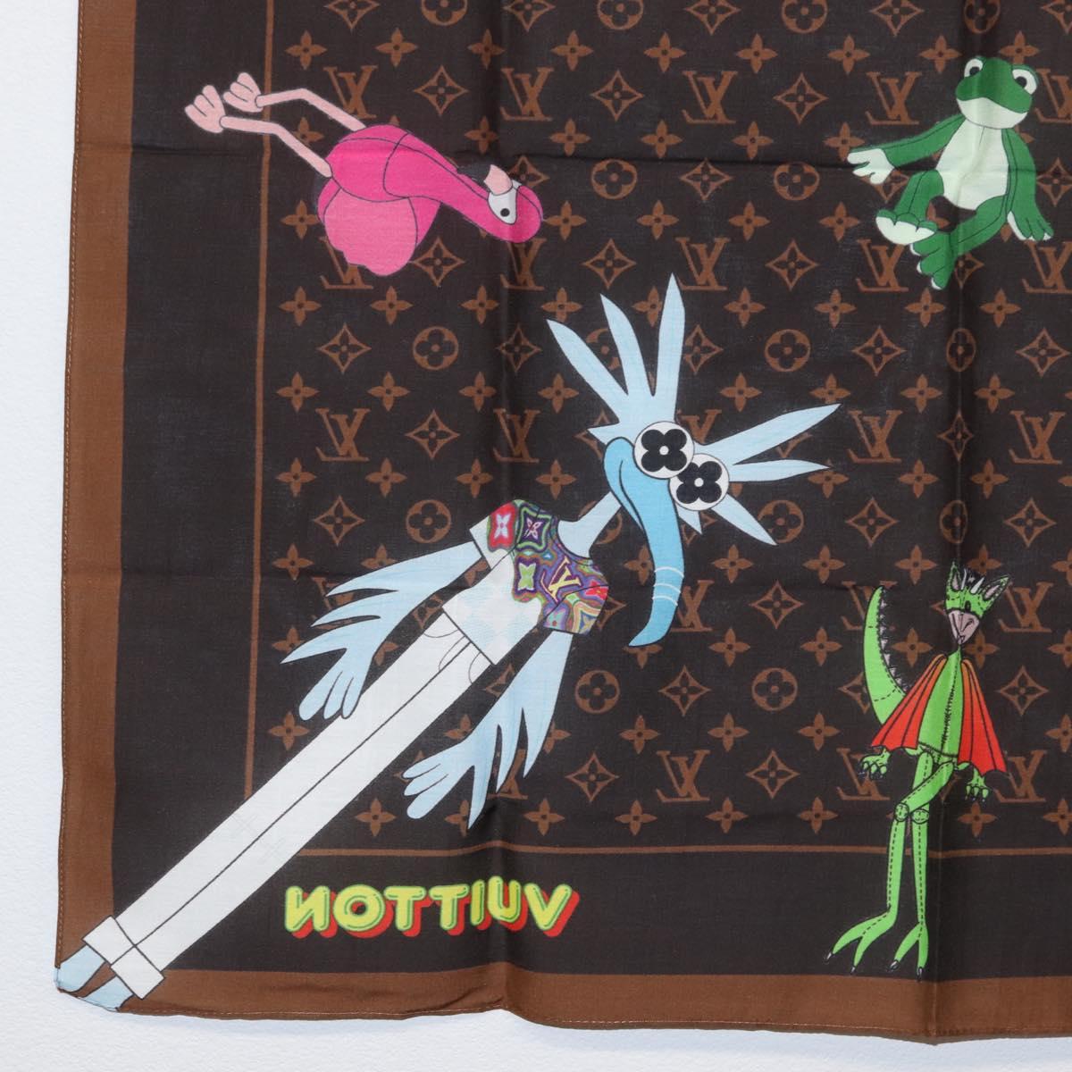 LOUIS VUITTON Monogram LV Friends Bandana Scarf Silk Brown MP2954 Auth 166390V