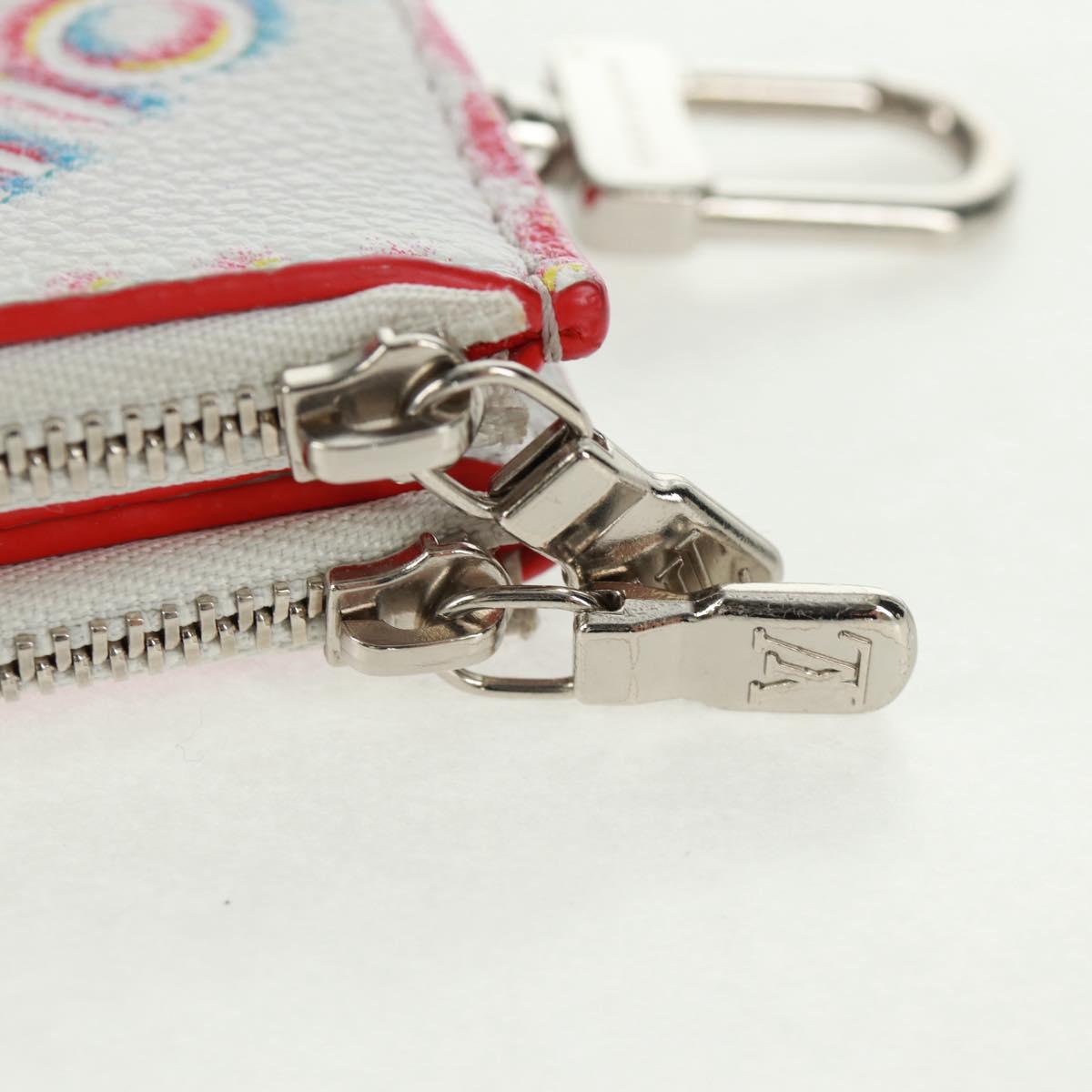 LOUIS VUITTON Damier Spray Double Zip Card Holder White M81430 LV Auth 166392M