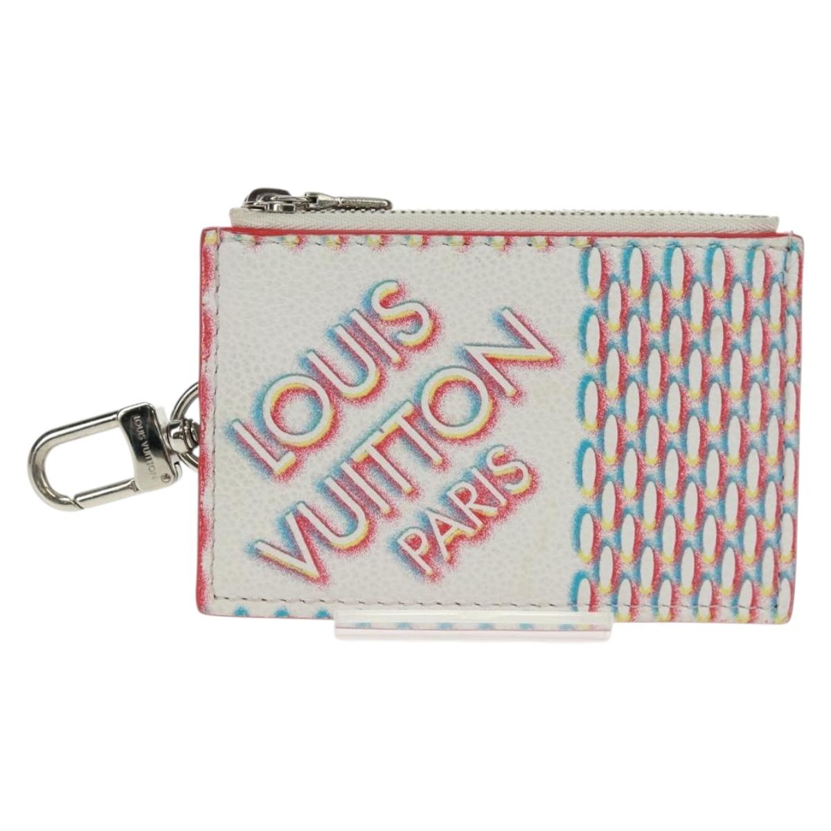 LOUIS VUITTON Damier Spray Double Zip Card Holder White M81430 LV Auth 166392M