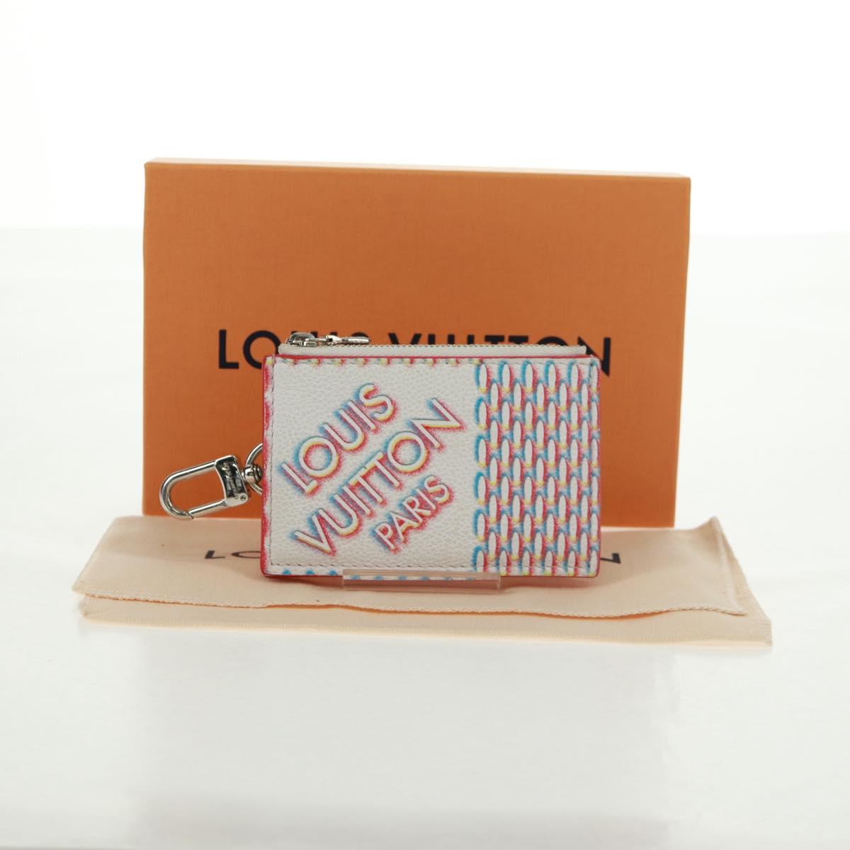 LOUIS VUITTON Damier Spray Double Zip Card Holder White M81430 LV Auth 166392M