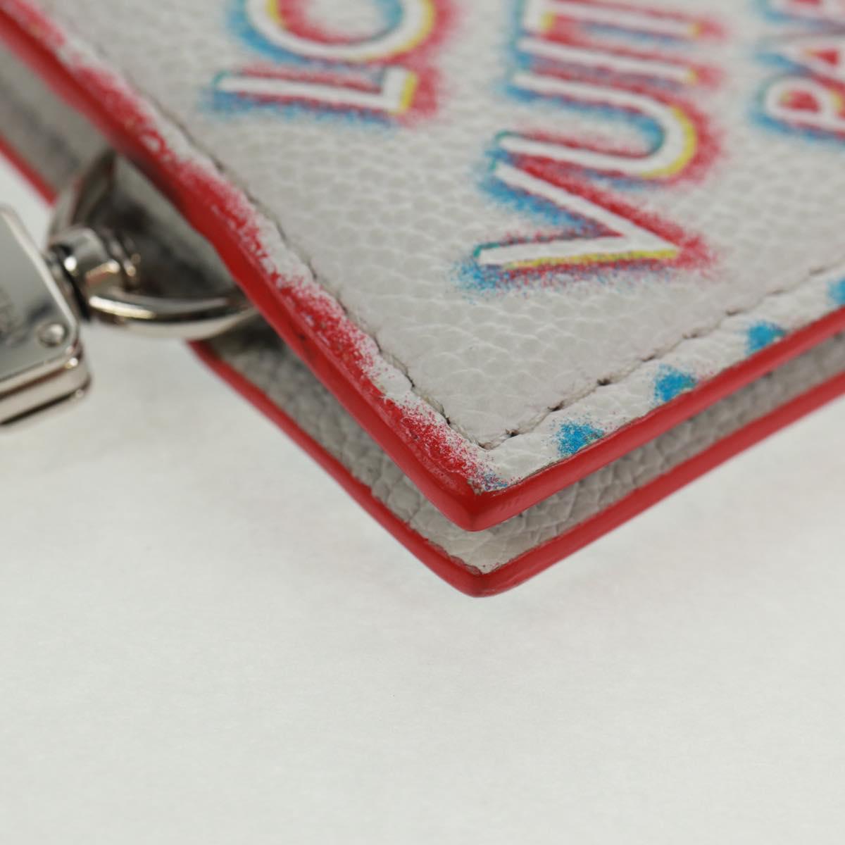 LOUIS VUITTON Damier Spray Double Zip Card Holder White M81430 LV Auth 166392M