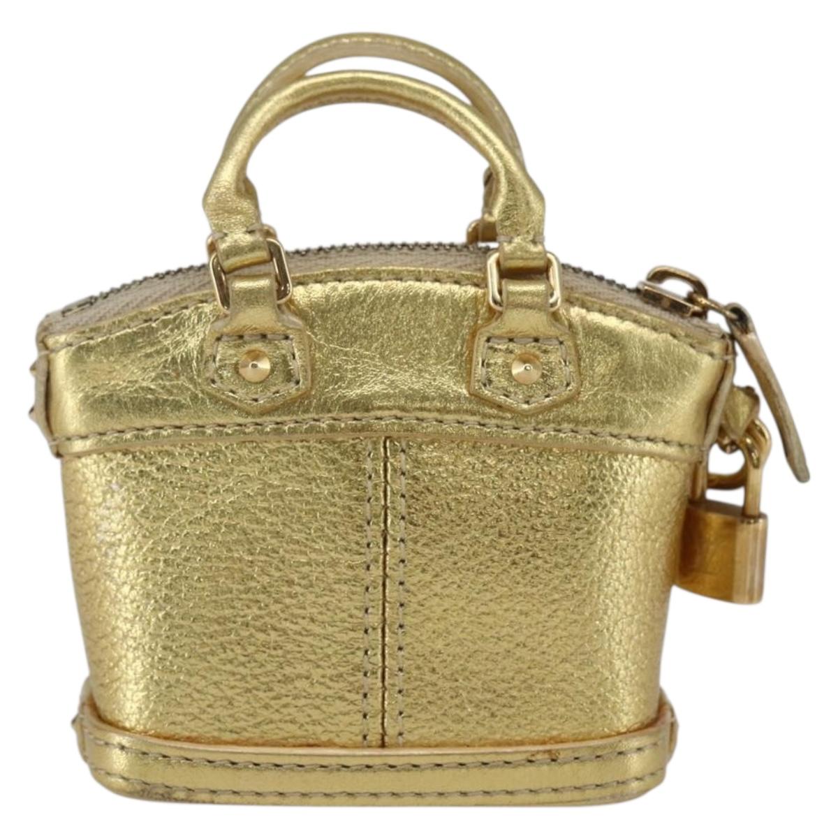 LOUIS VUITTON Mini Lockit Bag Charm Suhari Gold LV Auth 166394