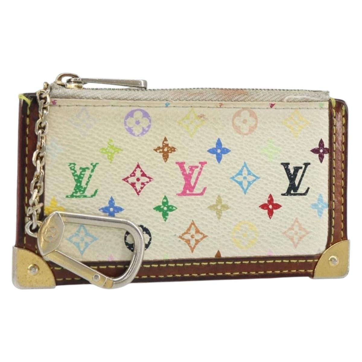 LOUIS VUITTON Multicolor Pochette Cles Coin Purse White M92655 LV Auth 166395