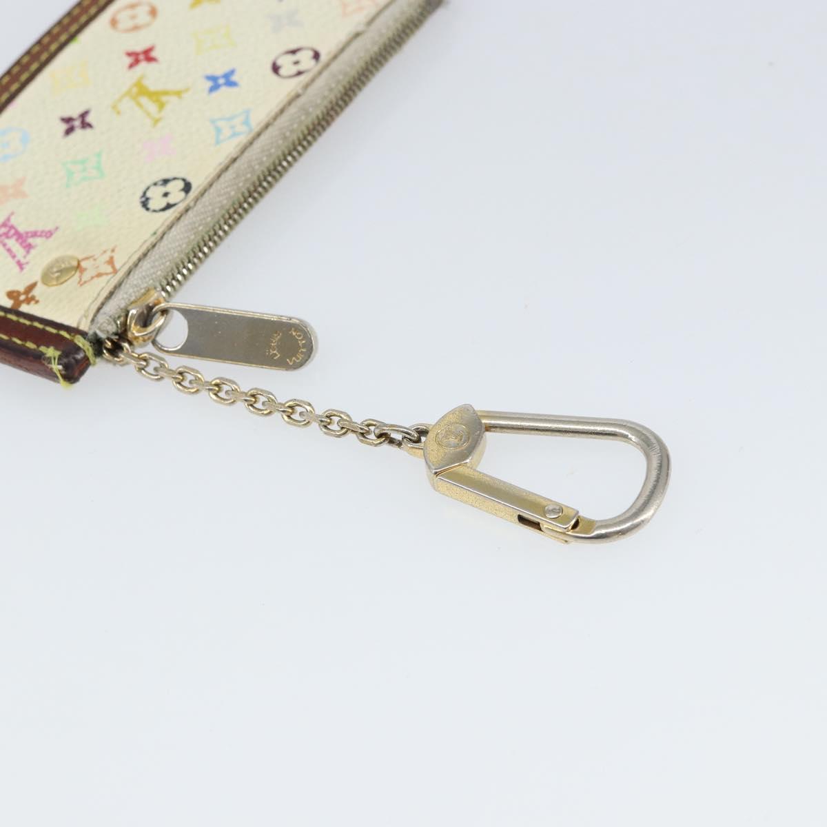 LOUIS VUITTON Multicolor Pochette Cles Coin Purse White M92655 LV Auth 166395
